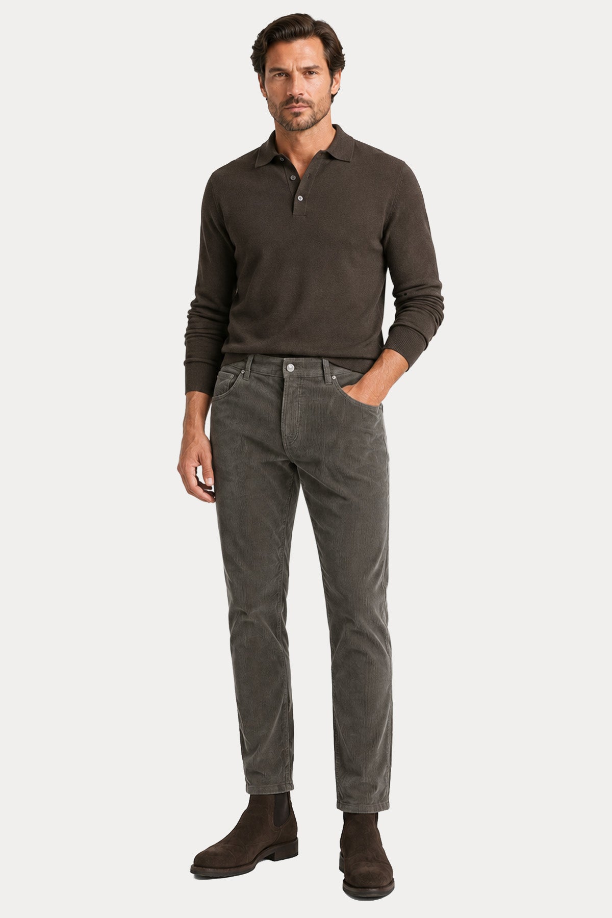 Pantaloni Torino Tapered Fit Fitilli Kadife Pantolon