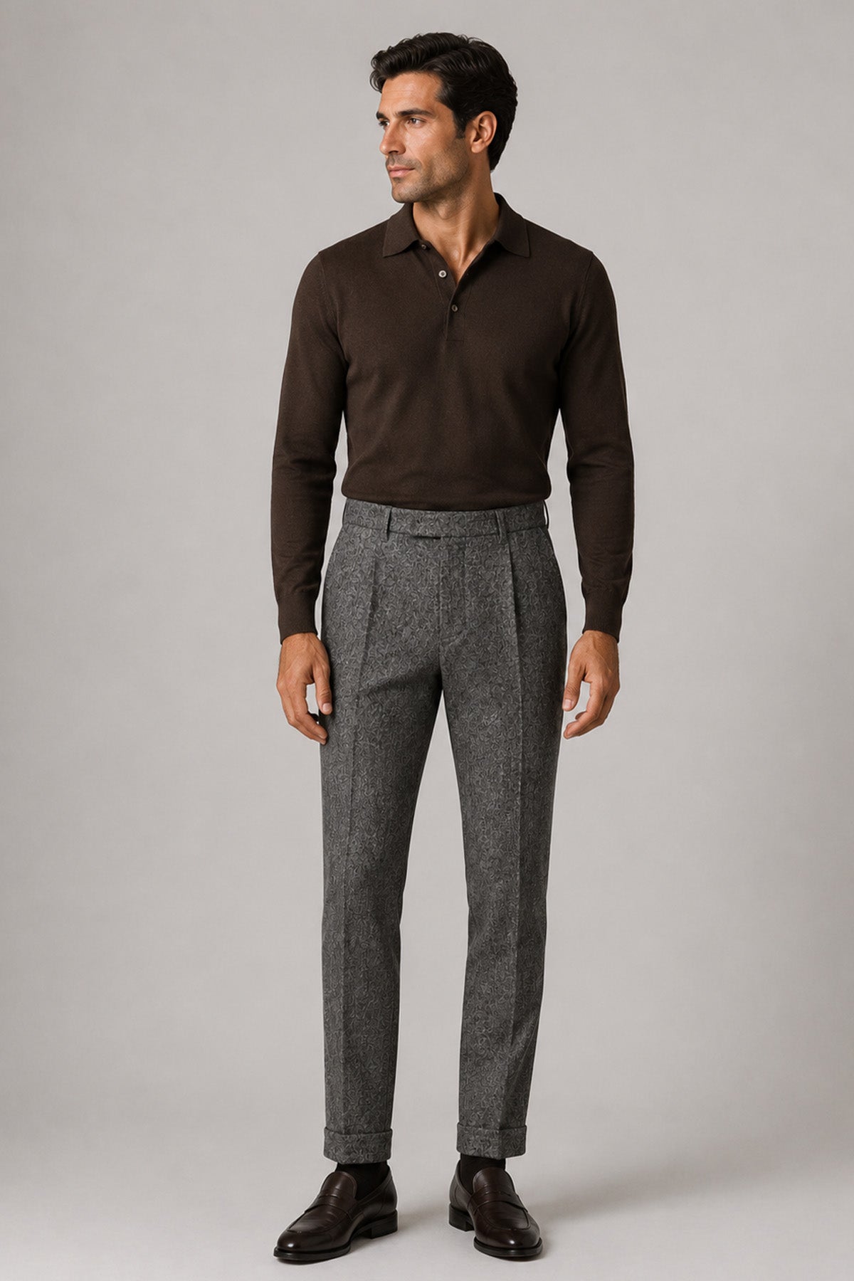 Pantaloni Torino Slim Fit Duble Paça Yandan Cepli Streç Kaşmir Yün Pantolon