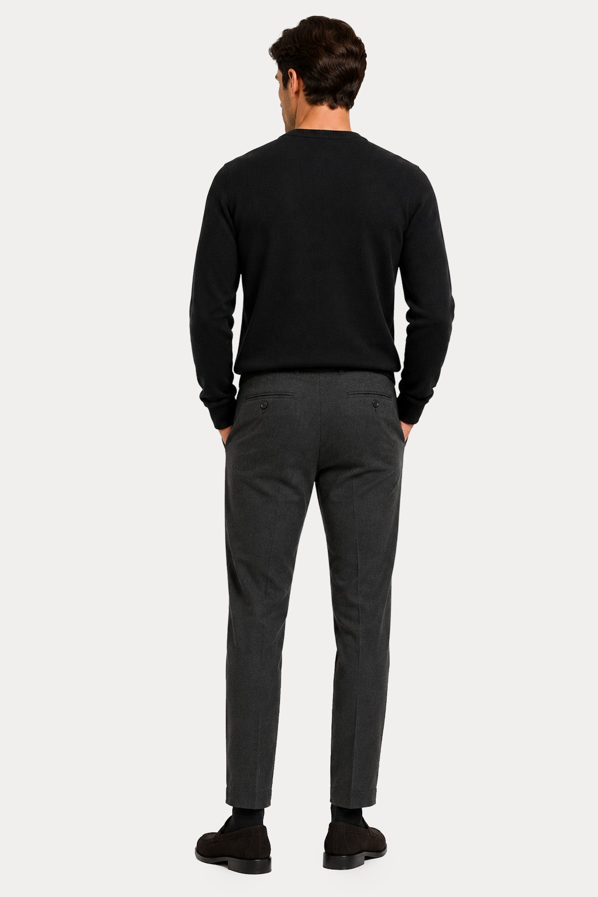 Pantaloni Torino Soft Fit Beli Lastikli İpek Yün Pantolon