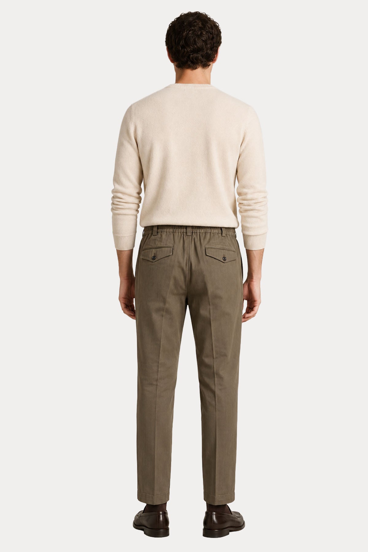 Pantaloni Torino Beli Lastikli Yandan Cepli Pantolon