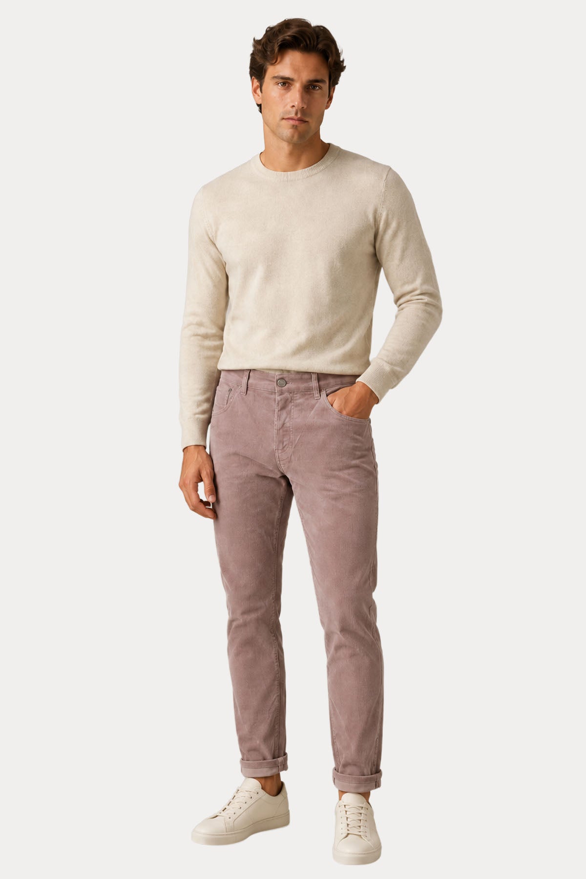 Pantaloni Torino Tapered Fit Fitilli Kadife Pantolon