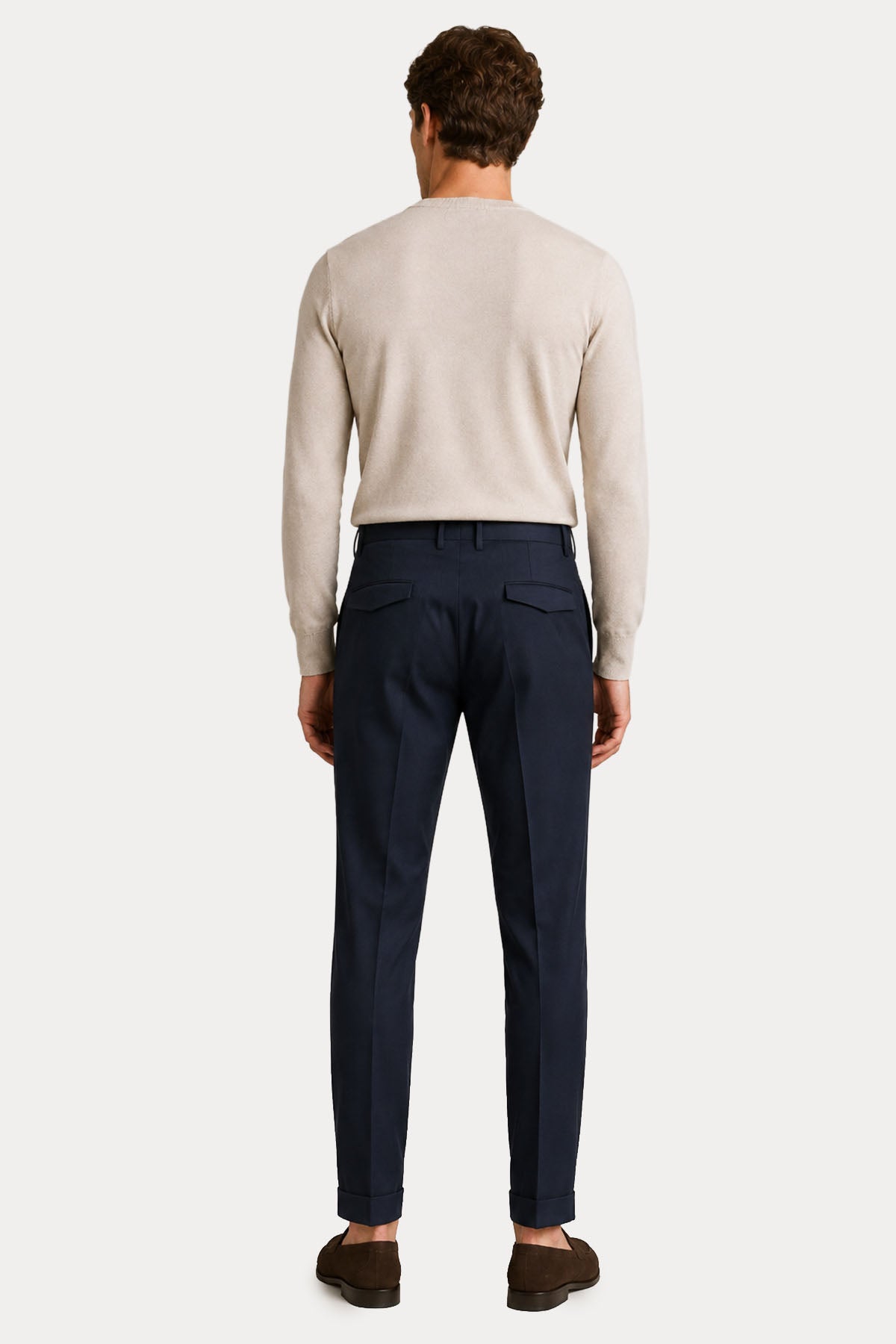 Pantaloni Torino Slim Fit Duble Paça Yandan Cepli Streç Yün Pantolon