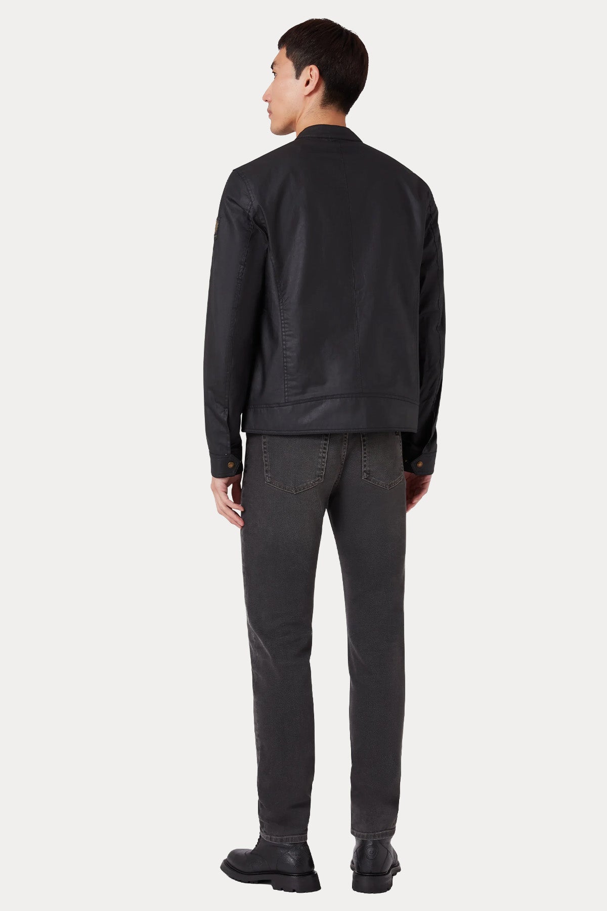 Belstaff Slim Fit Dik Yaka Mumlu Kumaş Cafe Racer Ceket
