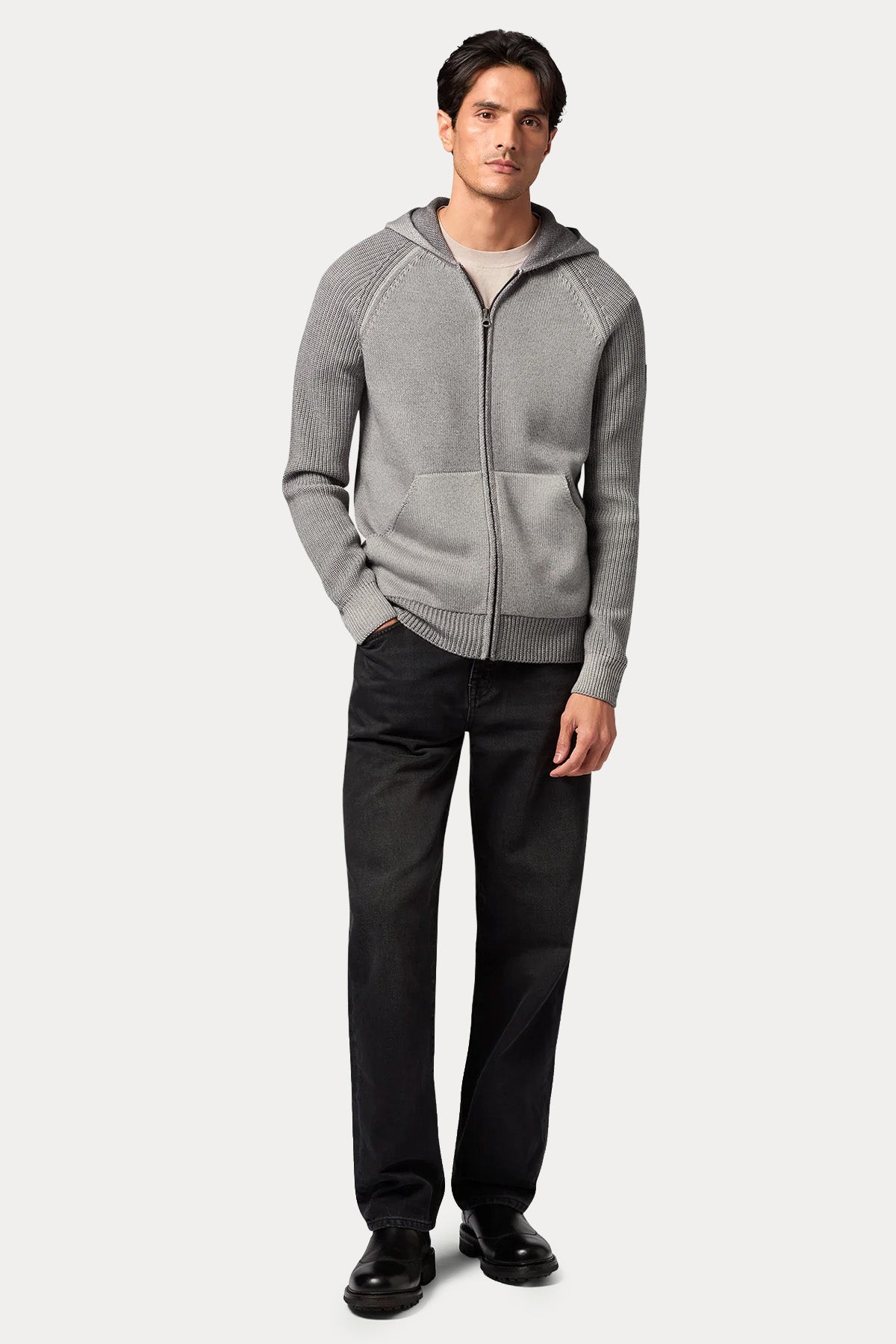 Belstaff Regular Fit Kapüşonlu Örgü Yün Triko Ceket