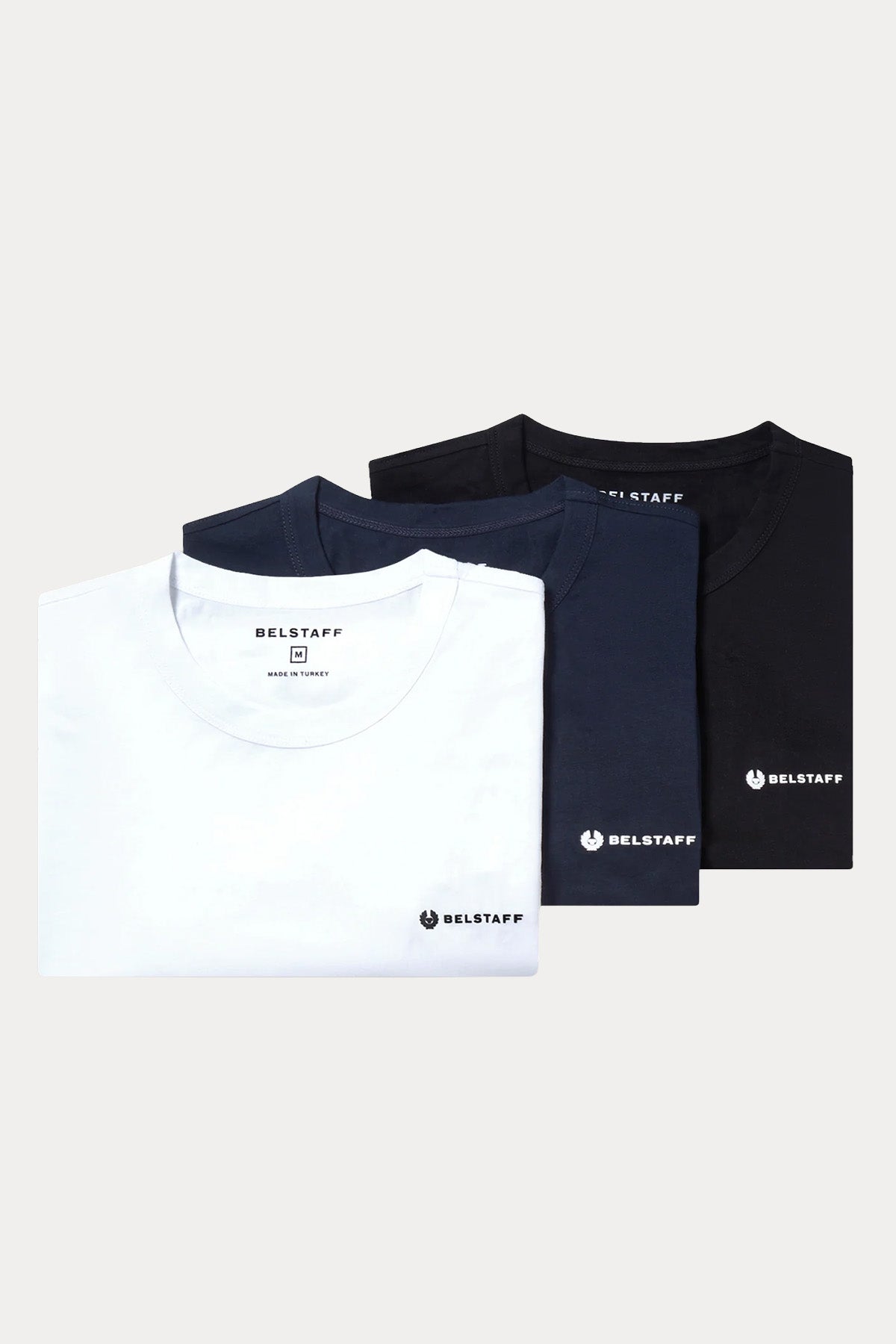 Belstaff 3'lü Paket Regular Fit Yuvarlak Yaka Logolu T-shirt