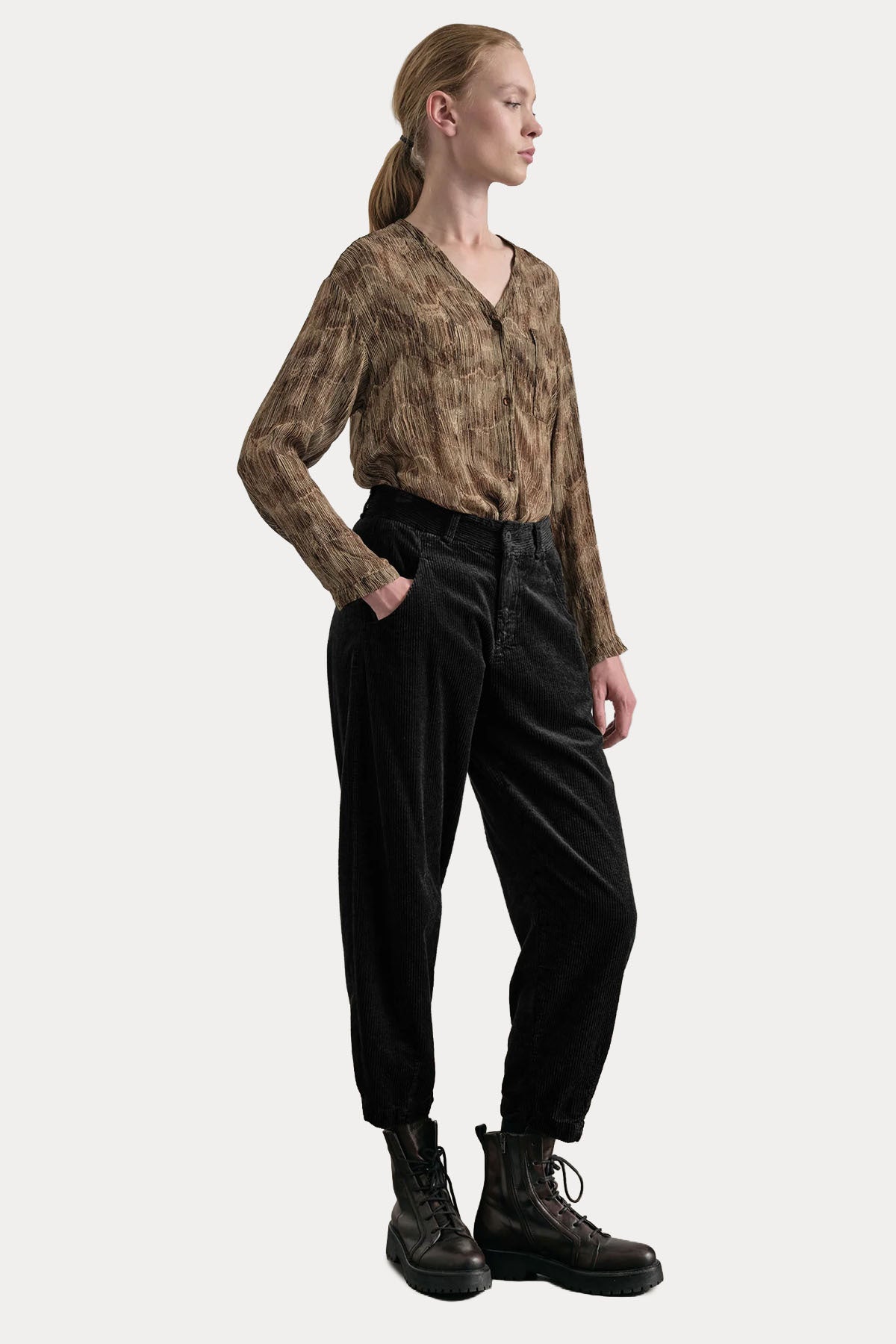 Transit Comfort Fit Yandan Cepli Fitilli Kadife Pantolon
