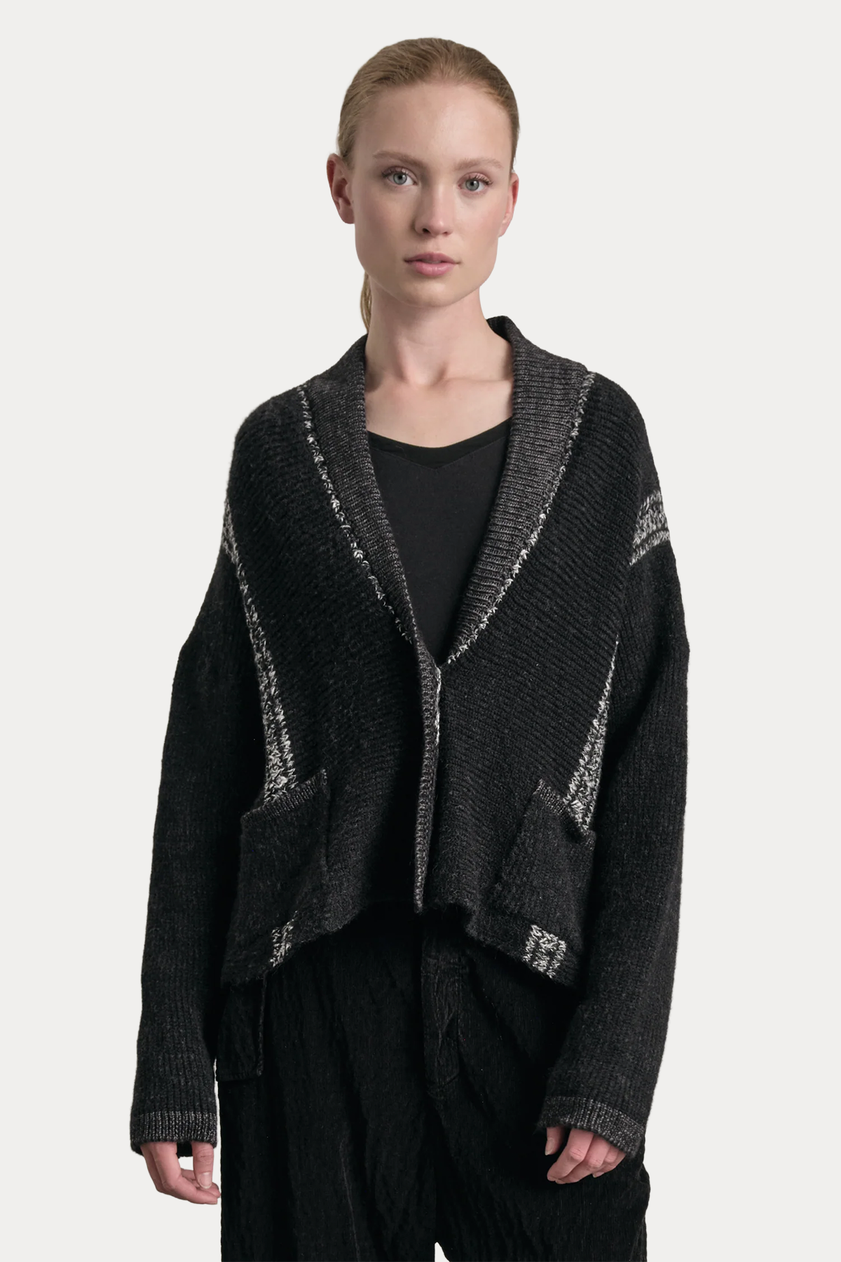Transit Geniş Kesim Örgü Yün Triko Ceket