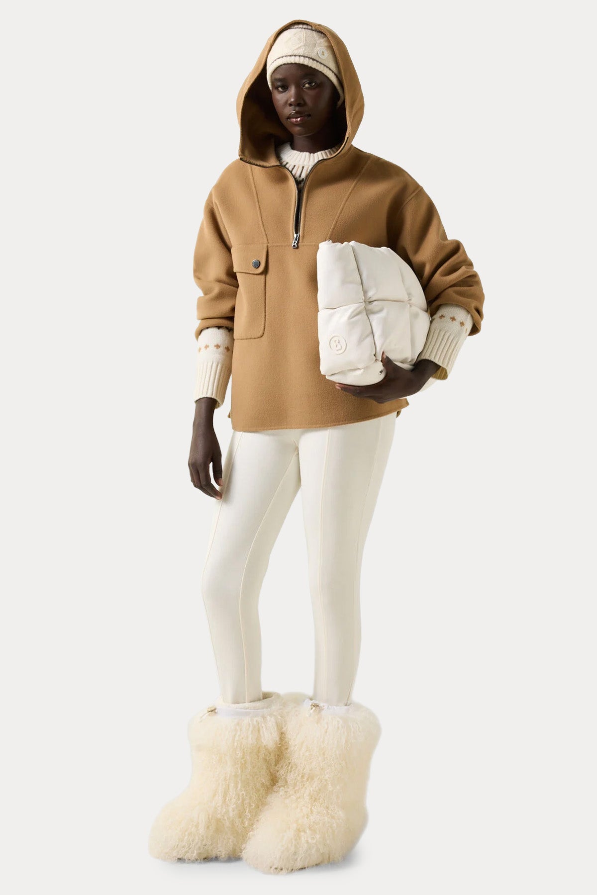 Bogner Trixie Relaxed Fit Yarım Fermuarlı Kapüşonlu Yün Triko