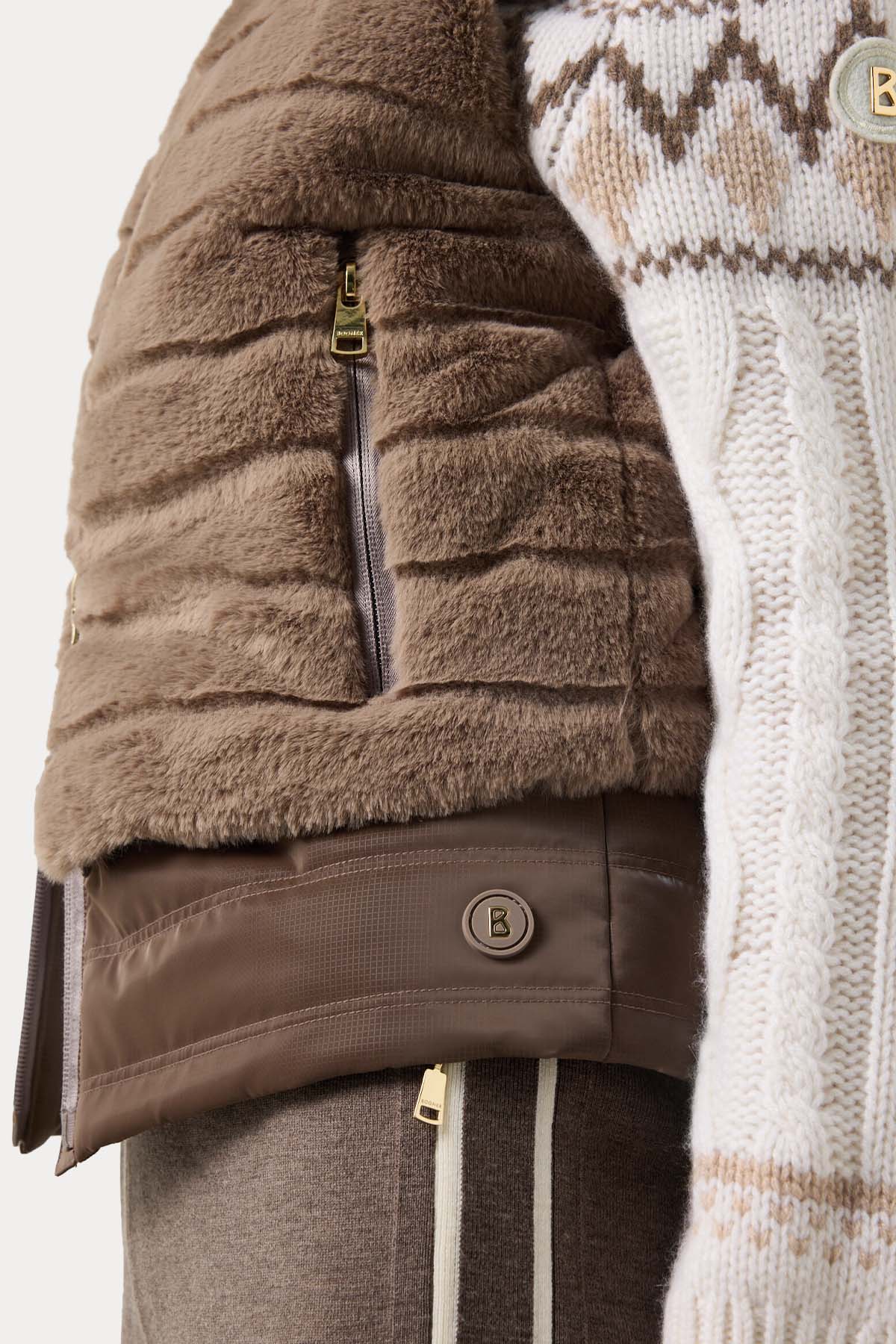 Bogner Manda Kapüşonlu Puffer Peluş Yelek