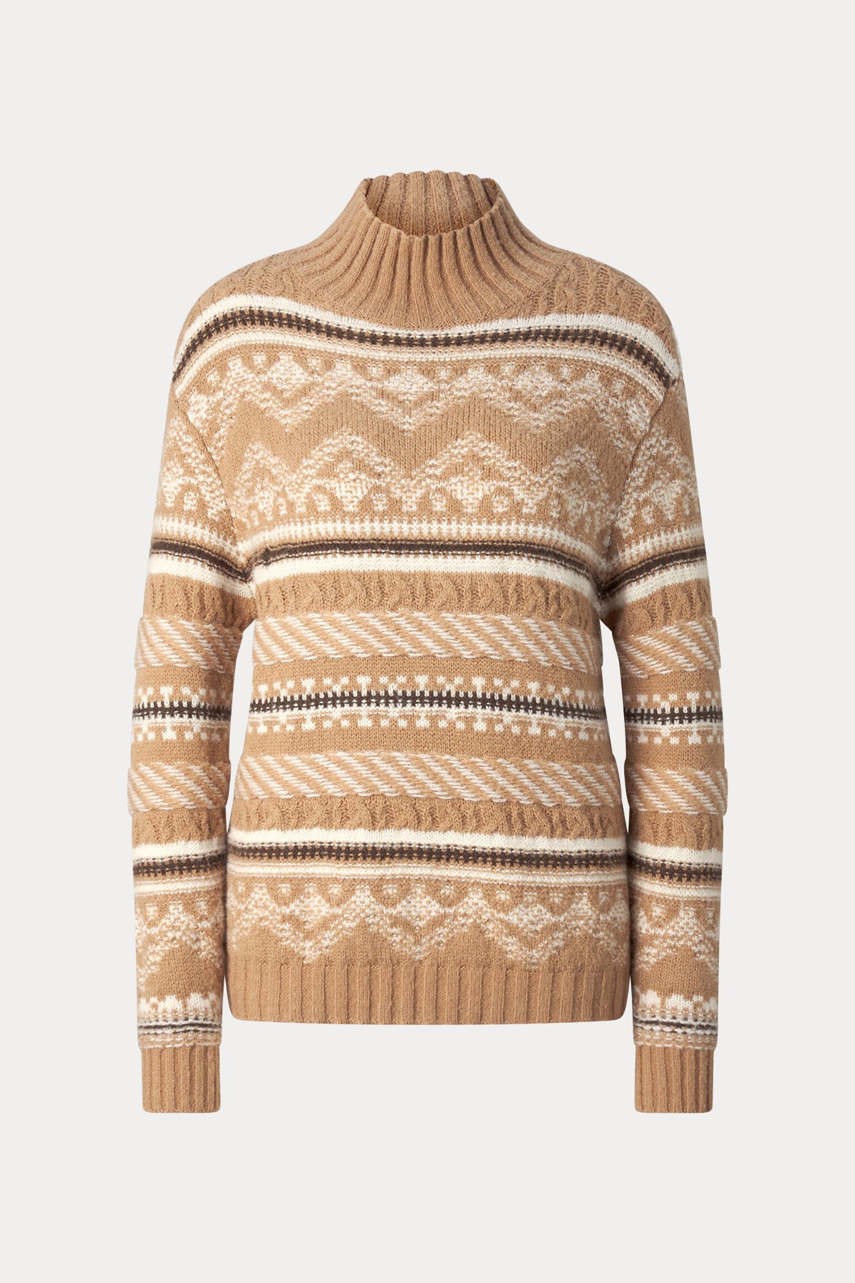 Bogner Rosa Fair Isle Desenli Yarım Balıkçı Yaka Kaşmir Örgü Yün Triko
