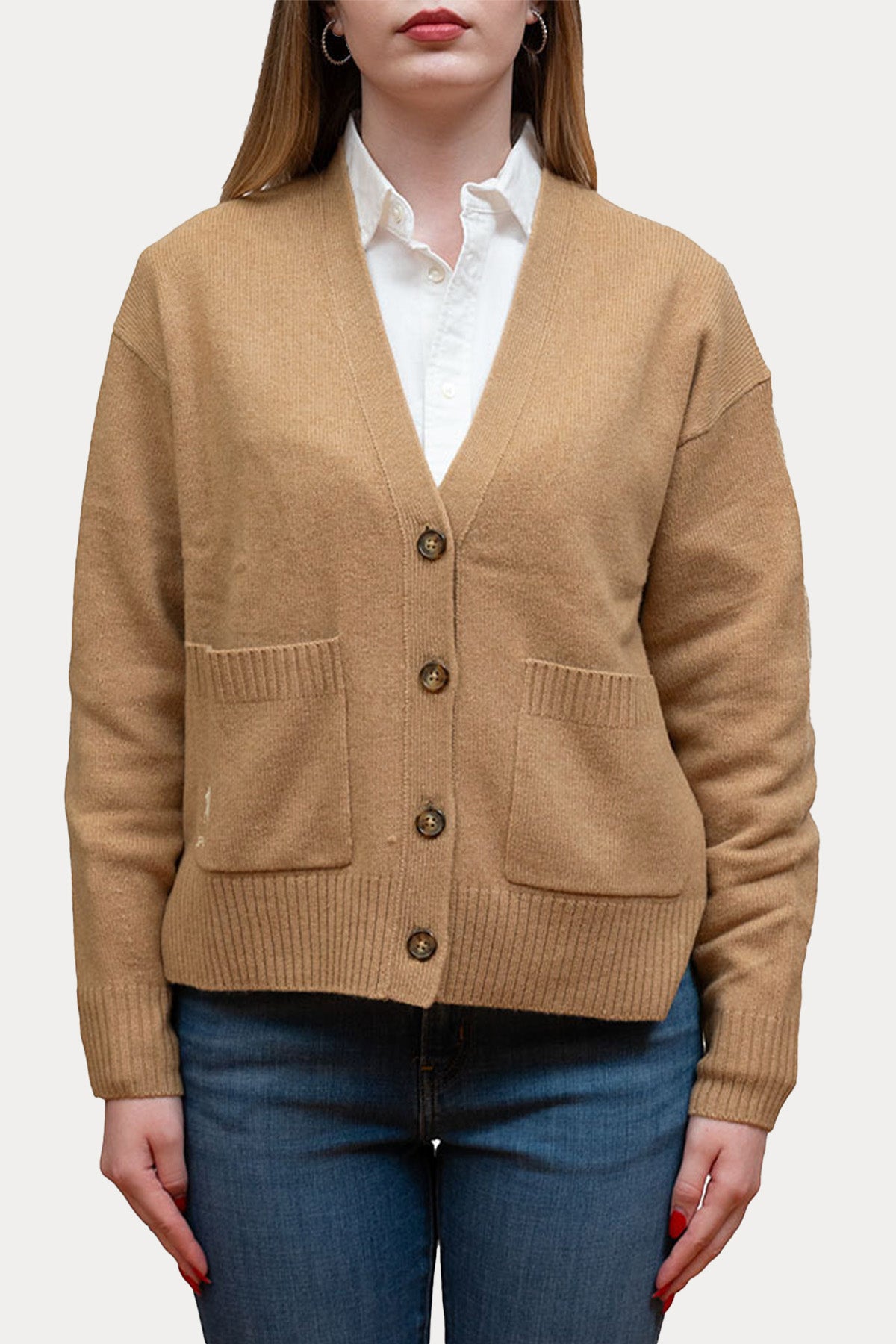 Polo Ralph Lauren V Yaka Kaşmir Örgü Yün Triko Ceket