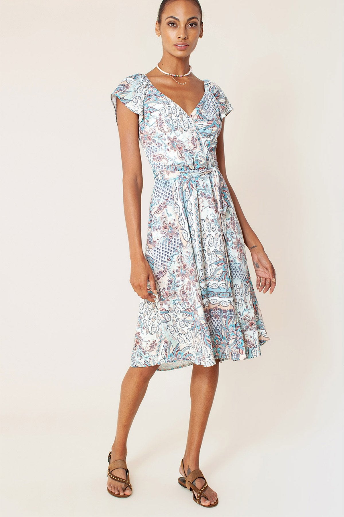 Hale Bob Belden Kuşaklı Midi Elbise-Libas Trendy Fashion Store