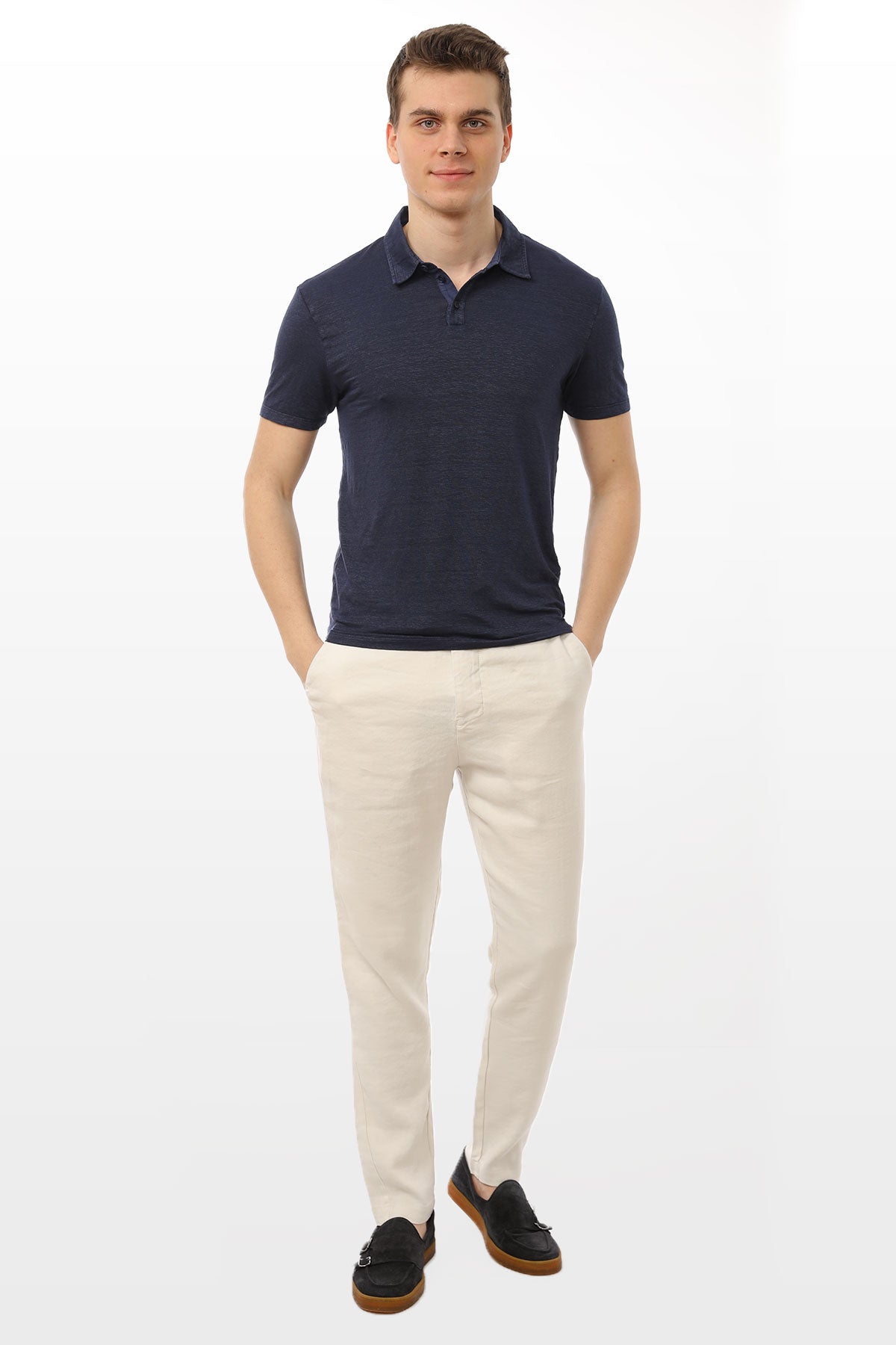 Manifattura Stretch Keten Polo Yaka T-shirt-Libas Trendy Fashion Store