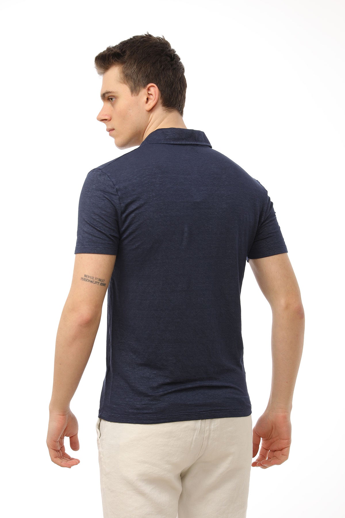 Manifattura Stretch Keten Polo Yaka T-shirt-Libas Trendy Fashion Store