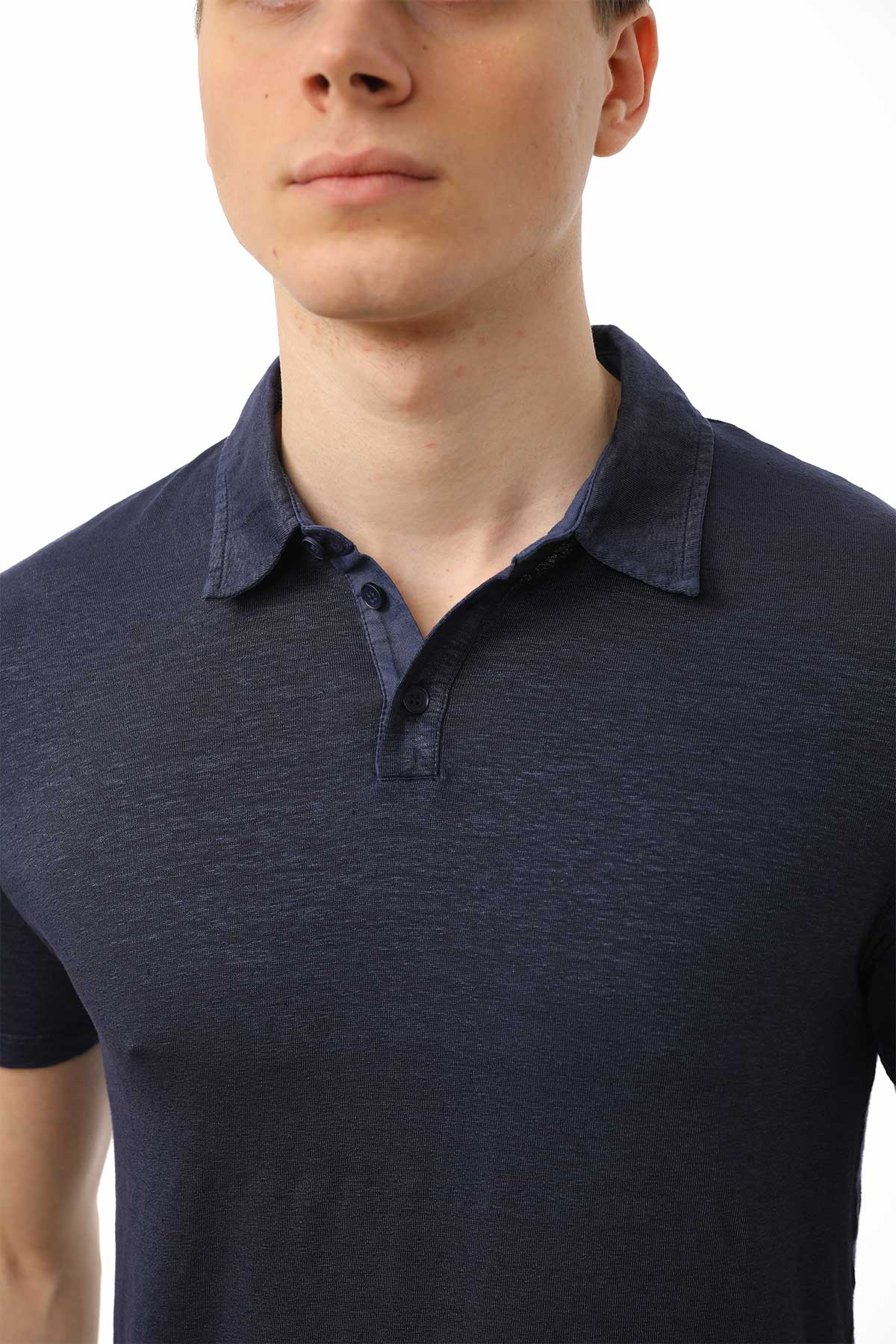 Manifattura Stretch Keten Polo Yaka T-shirt-Libas Trendy Fashion Store