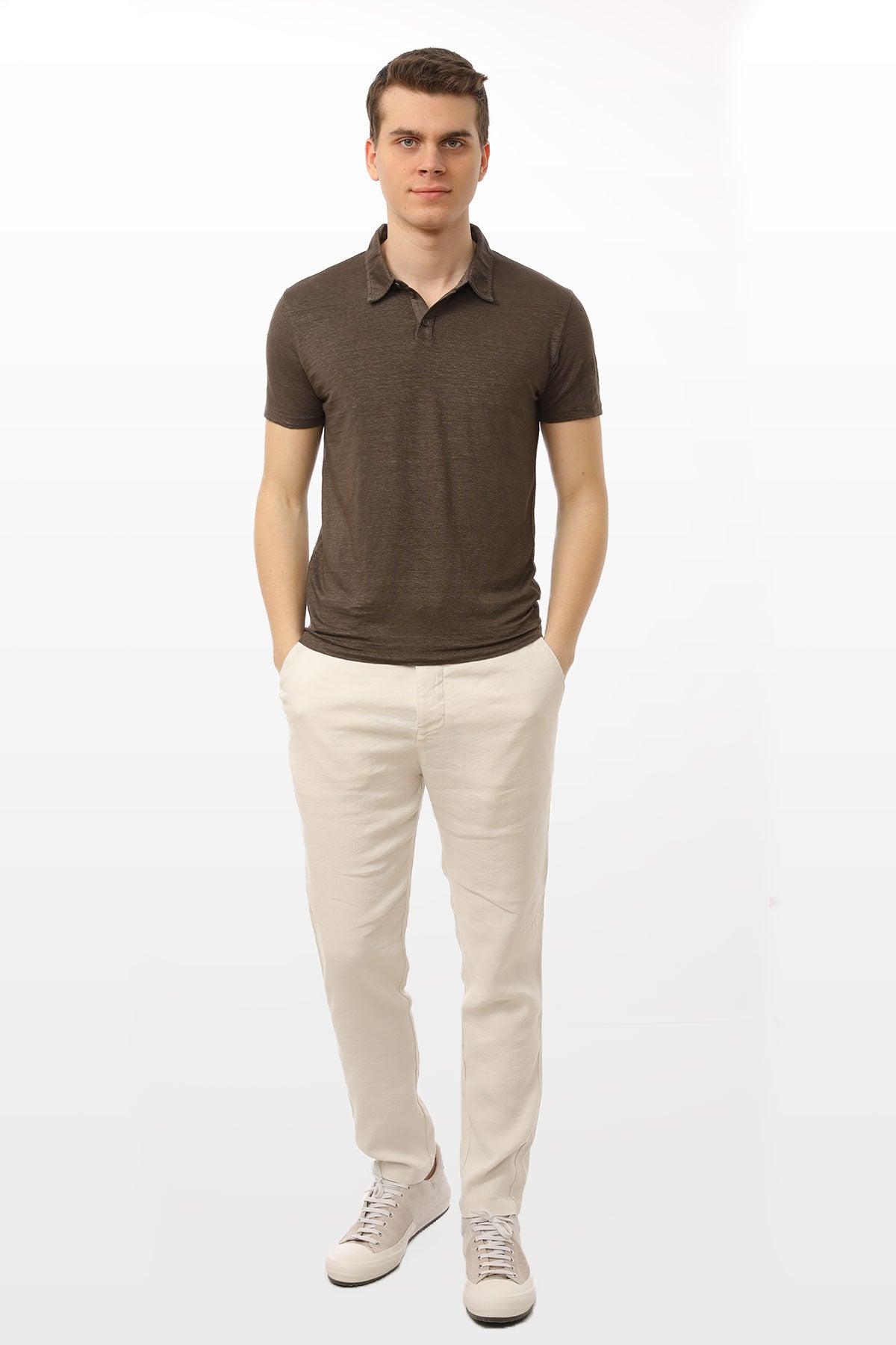 Manifattura Stretch Keten Polo Yaka T-shirt-Libas Trendy Fashion Store