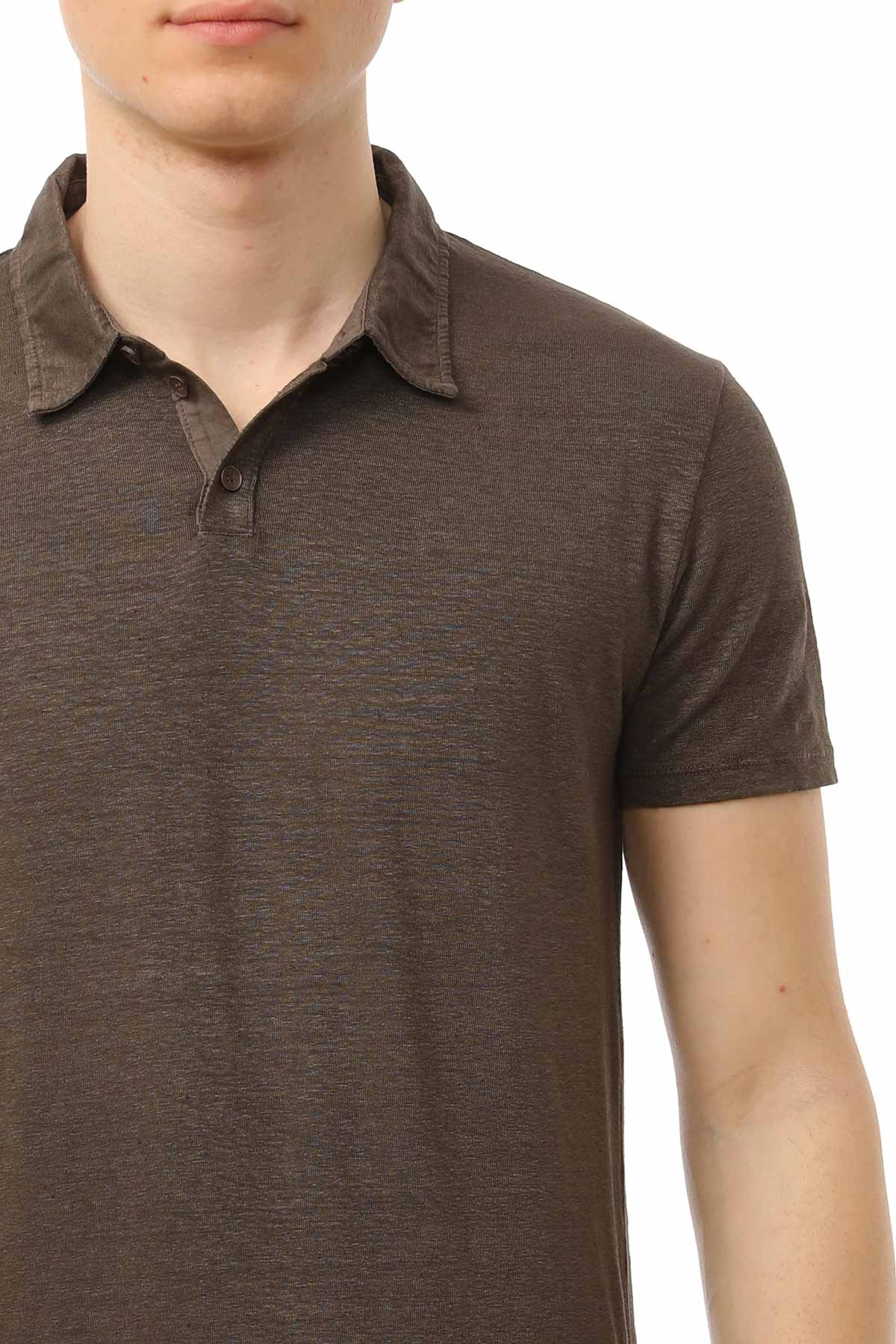 Manifattura Stretch Keten Polo Yaka T-shirt-Libas Trendy Fashion Store