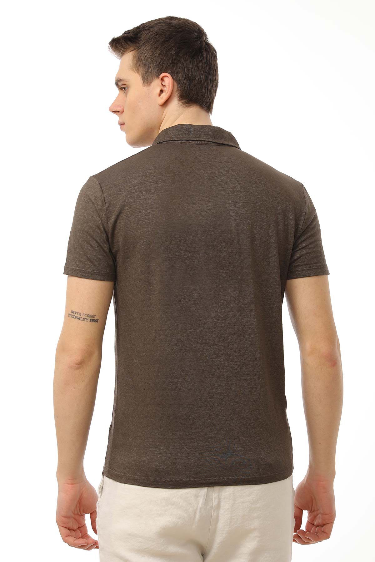 Manifattura Stretch Keten Polo Yaka T-shirt-Libas Trendy Fashion Store