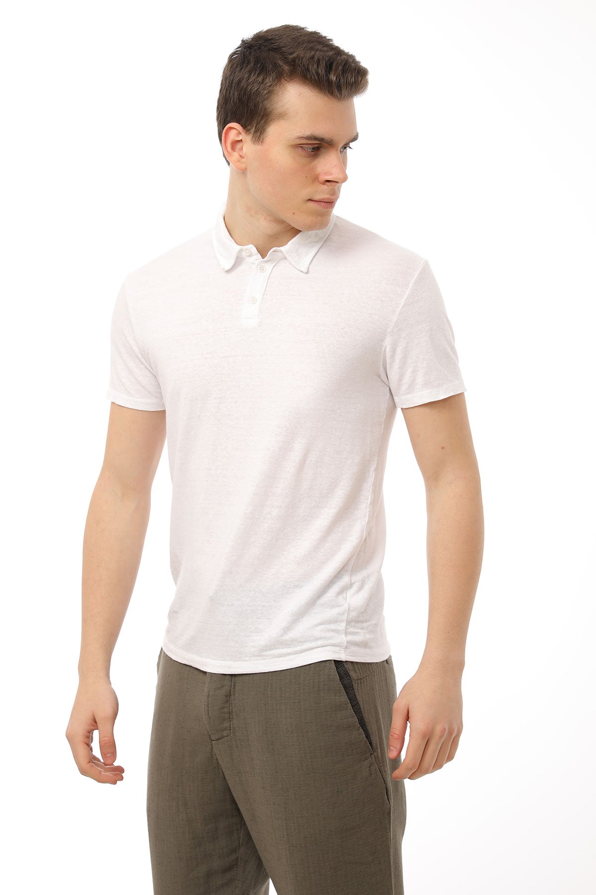 Manifattura Stretch Keten Polo Yaka T-shirt-Libas Trendy Fashion Store