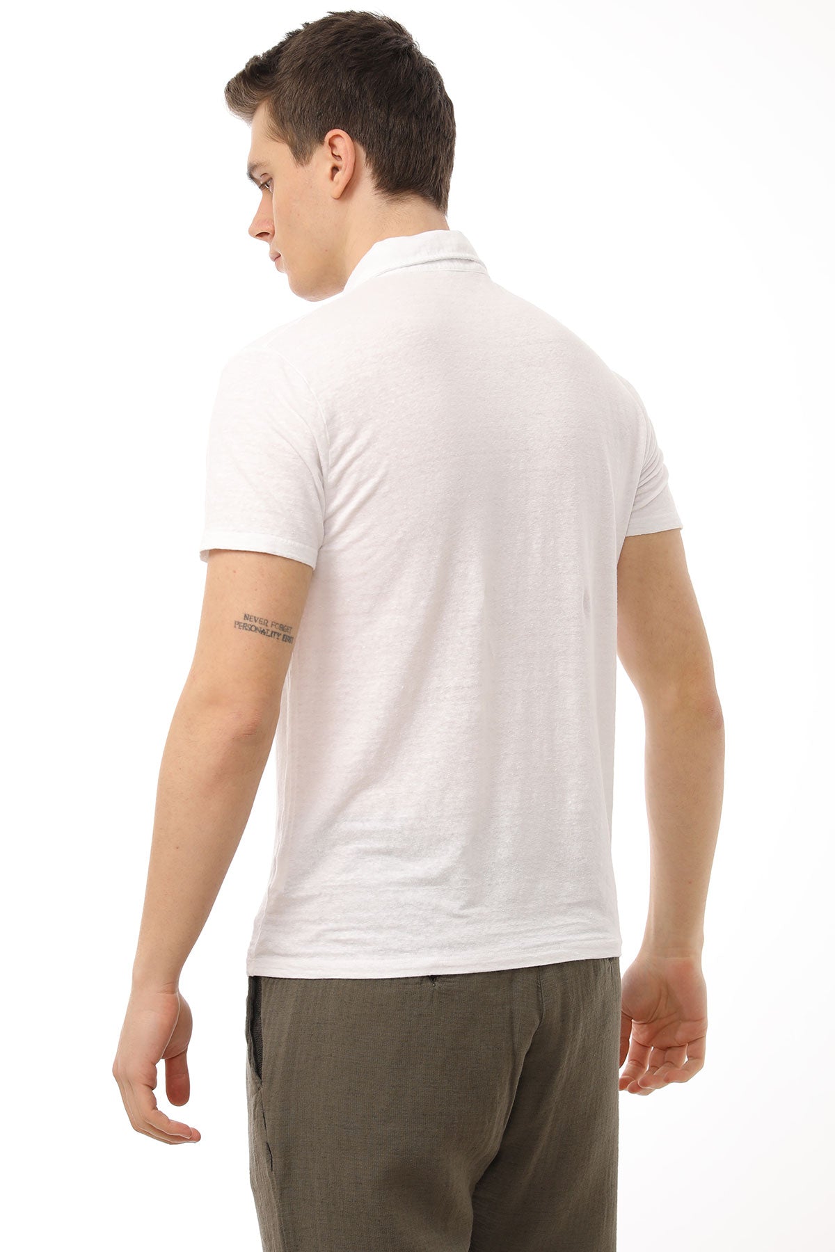 Manifattura Stretch Keten Polo Yaka T-shirt-Libas Trendy Fashion Store