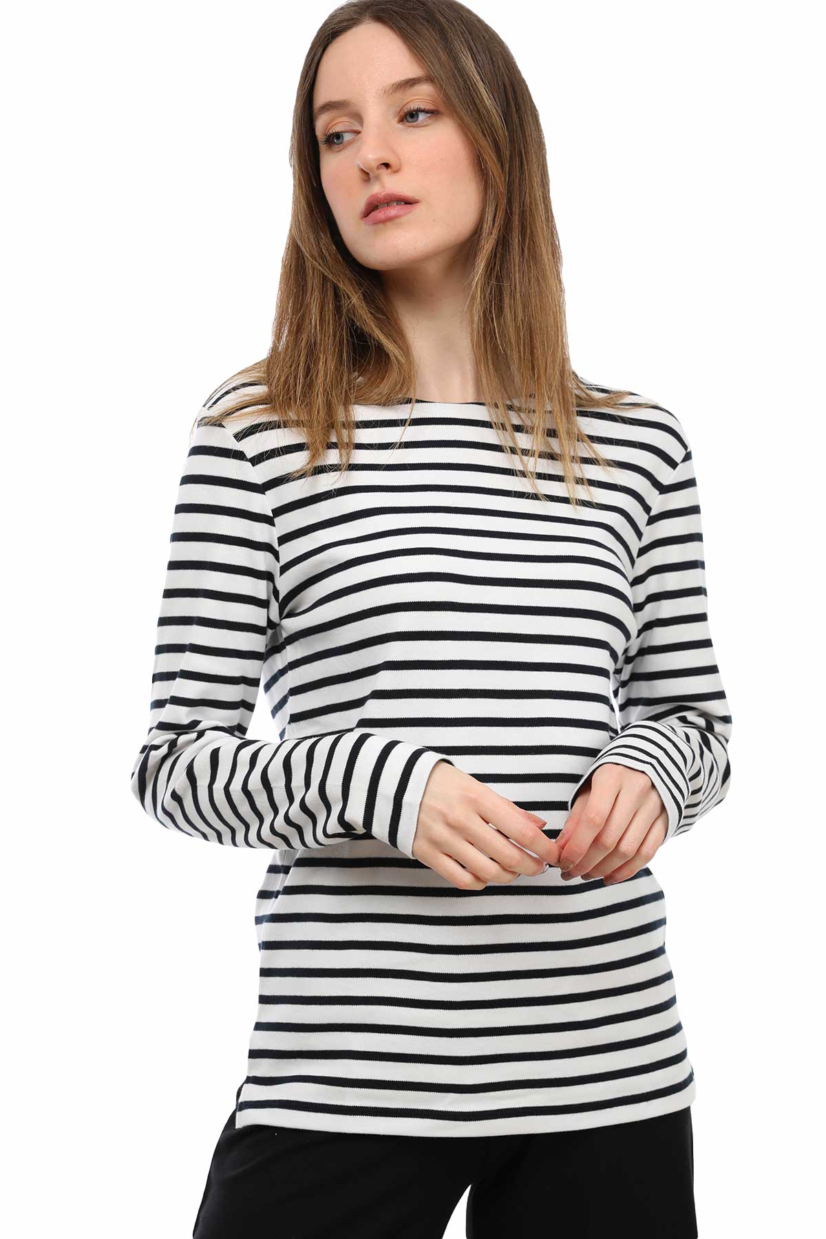 Tru Çizgili Sweatshirt-Libas Trendy Fashion Store