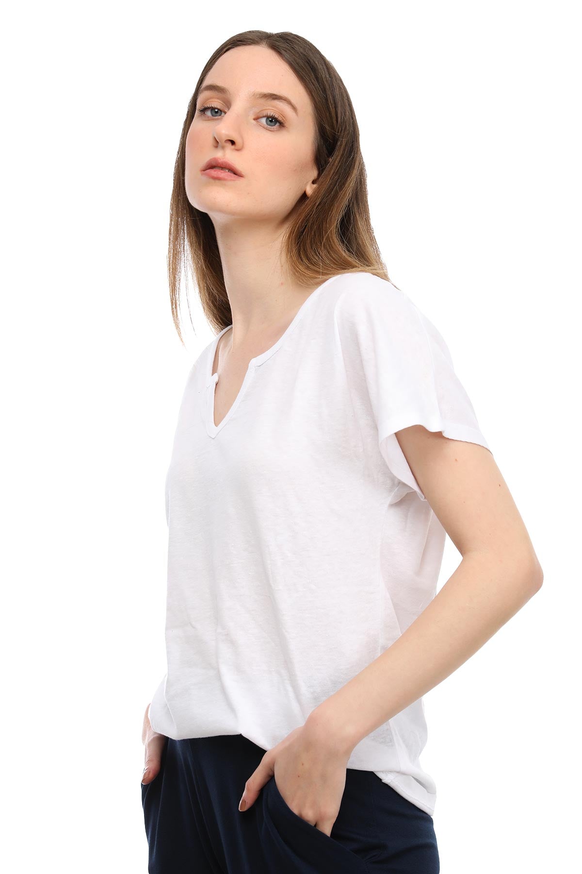 Tru Derin V Yakalı T-shirt-Libas Trendy Fashion Store