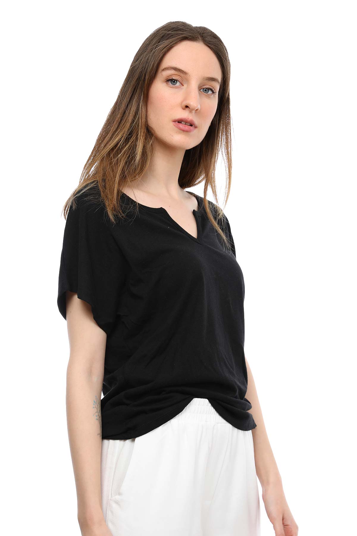 Tru Derin V Yakalı T-shirt-Libas Trendy Fashion Store