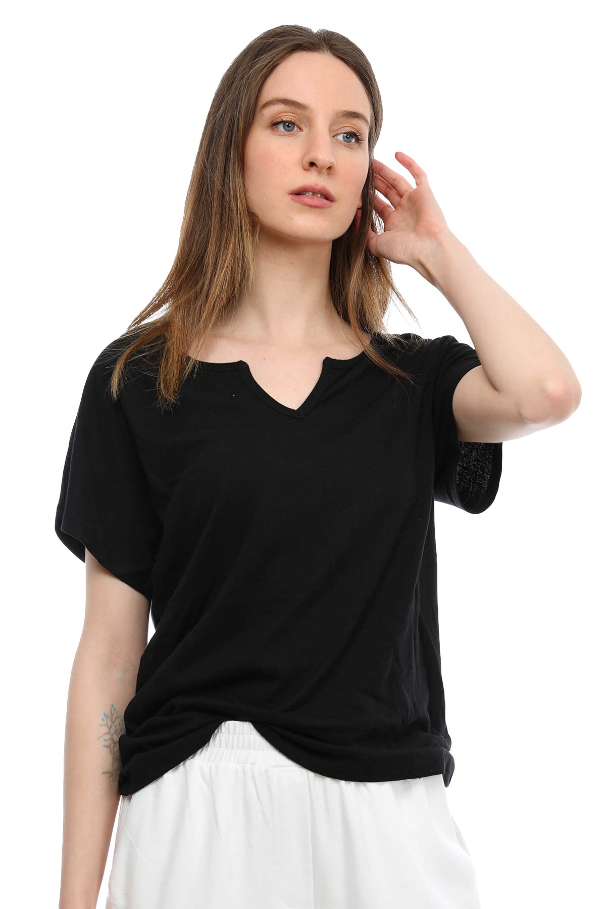 Tru Derin V Yakalı T-shirt-Libas Trendy Fashion Store