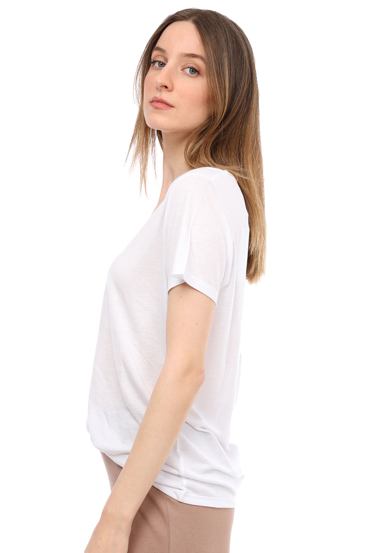 Tru V Yakalı T-shirt-Libas Trendy Fashion Store