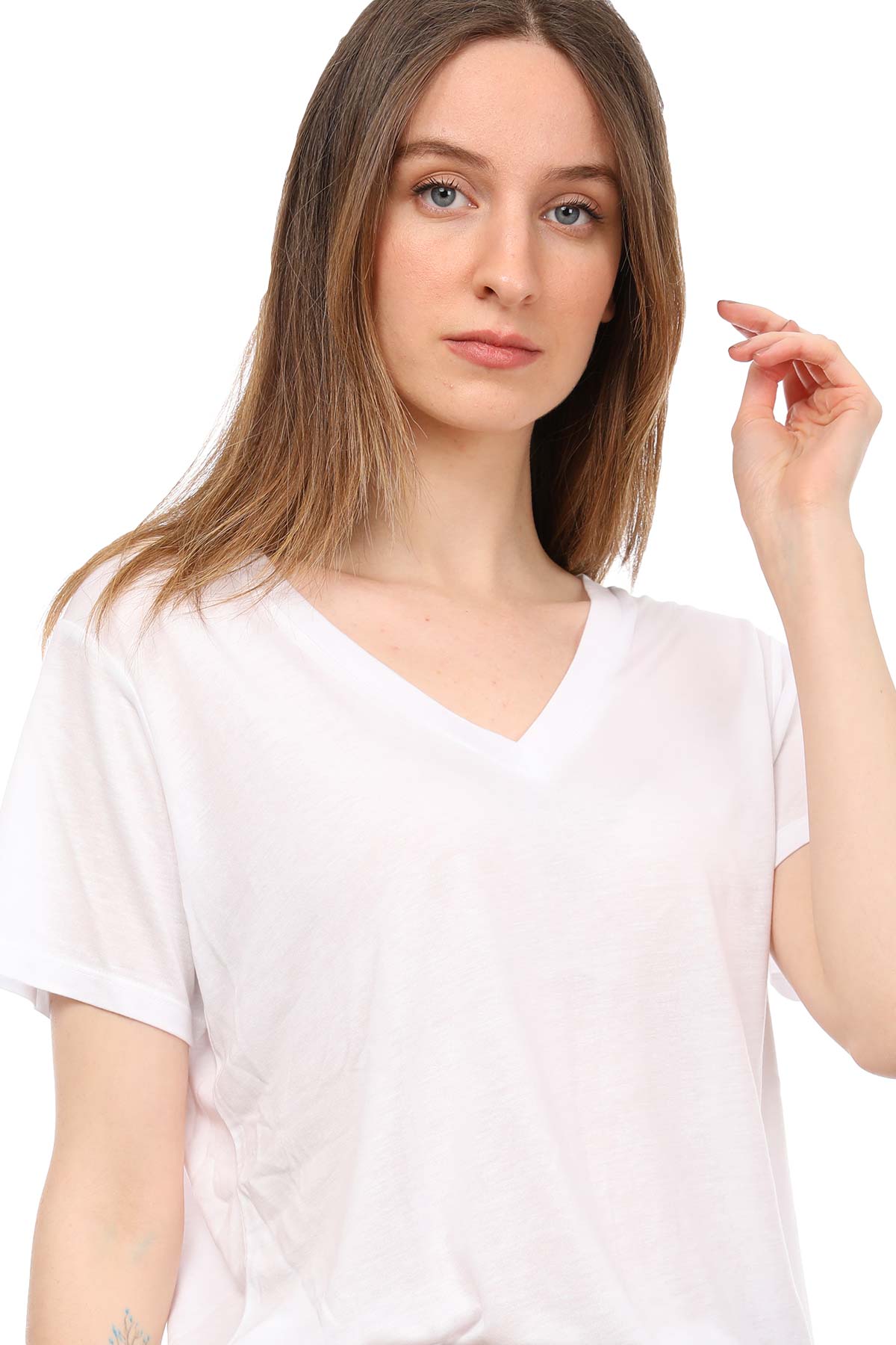 Tru V Yakalı T-shirt-Libas Trendy Fashion Store