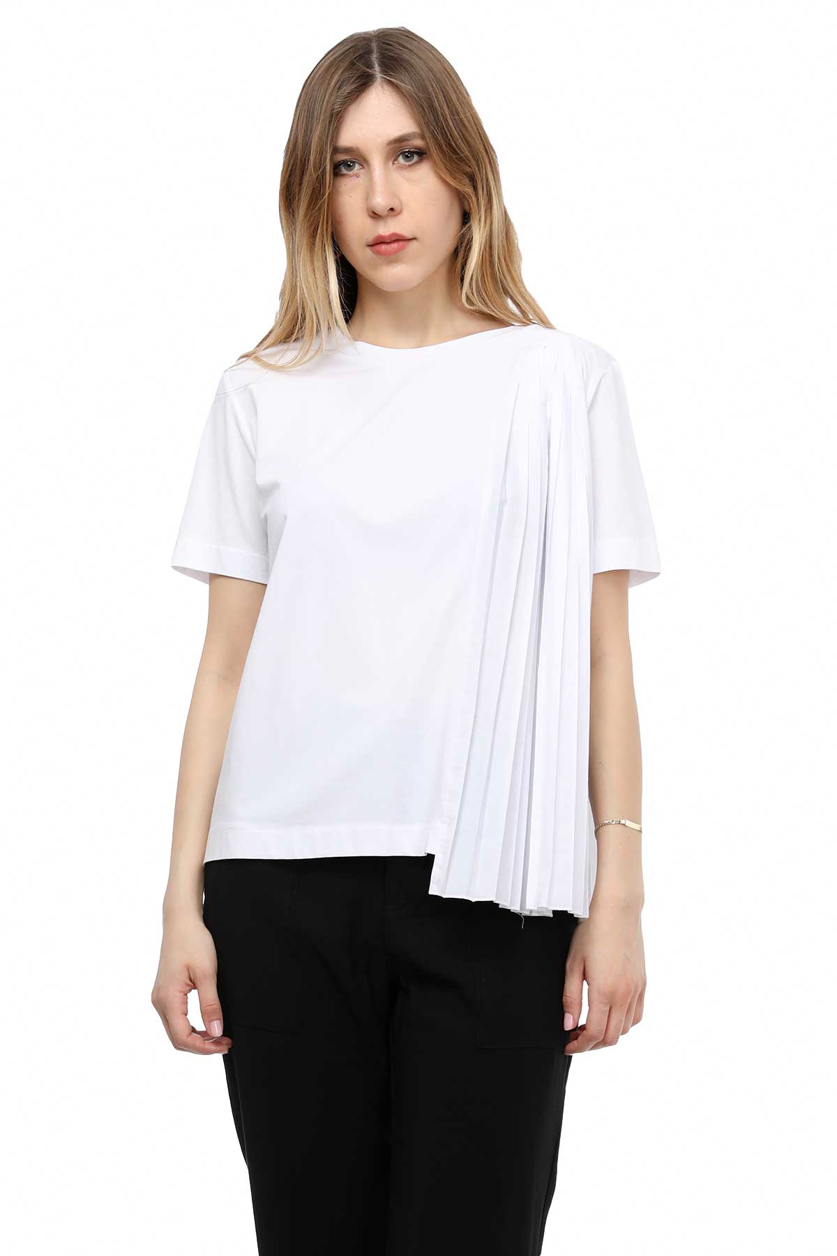 Alpha Studio Pileli T-shirt-Libas Trendy Fashion Store