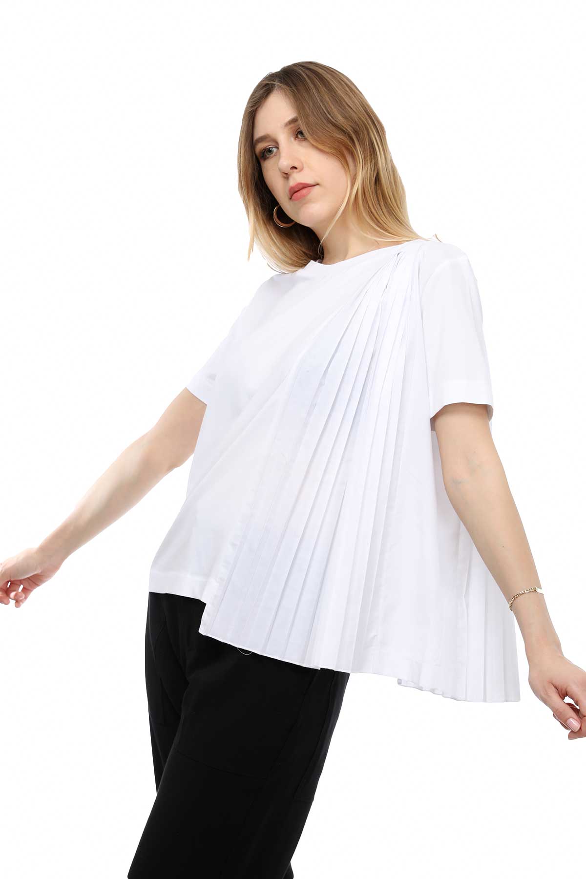 Alpha Studio Pileli T-shirt-Libas Trendy Fashion Store