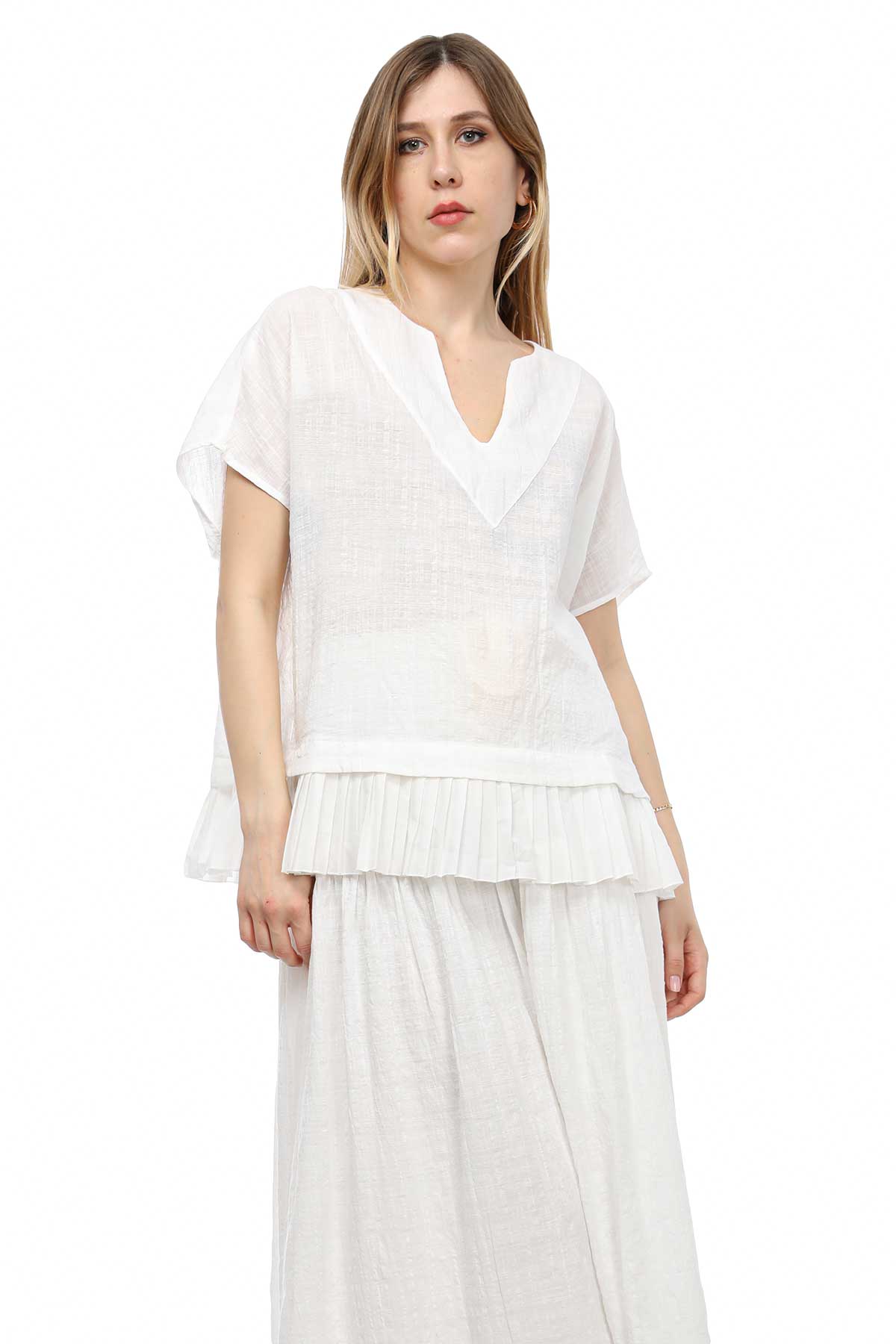 Alpha Studio V Yaka Bluz-Libas Trendy Fashion Store