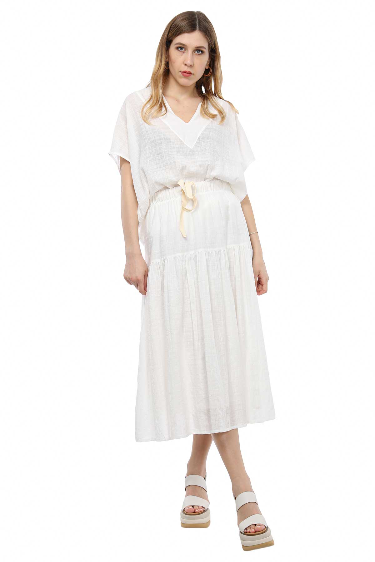 Alpha Studio V Yaka Bluz-Libas Trendy Fashion Store