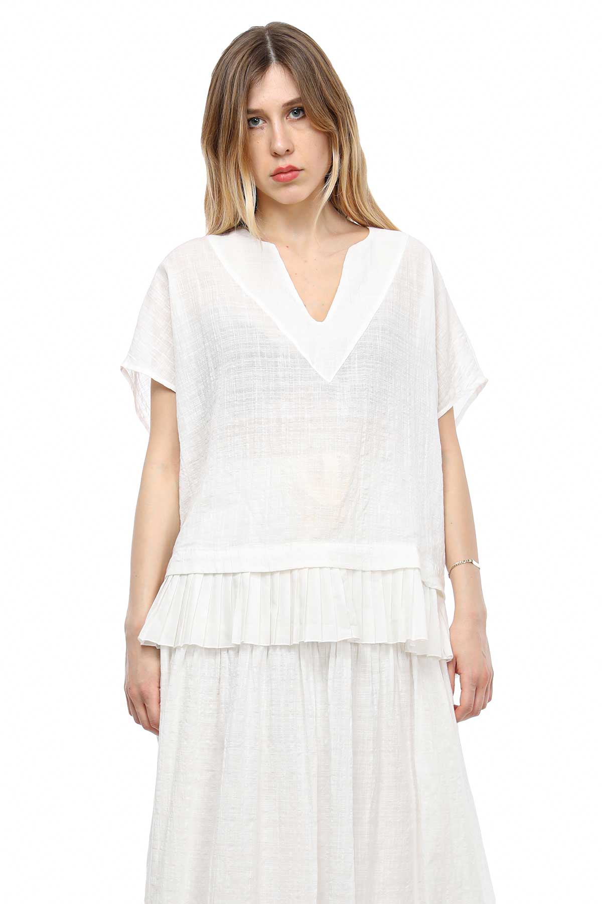 Alpha Studio V Yaka Bluz-Libas Trendy Fashion Store