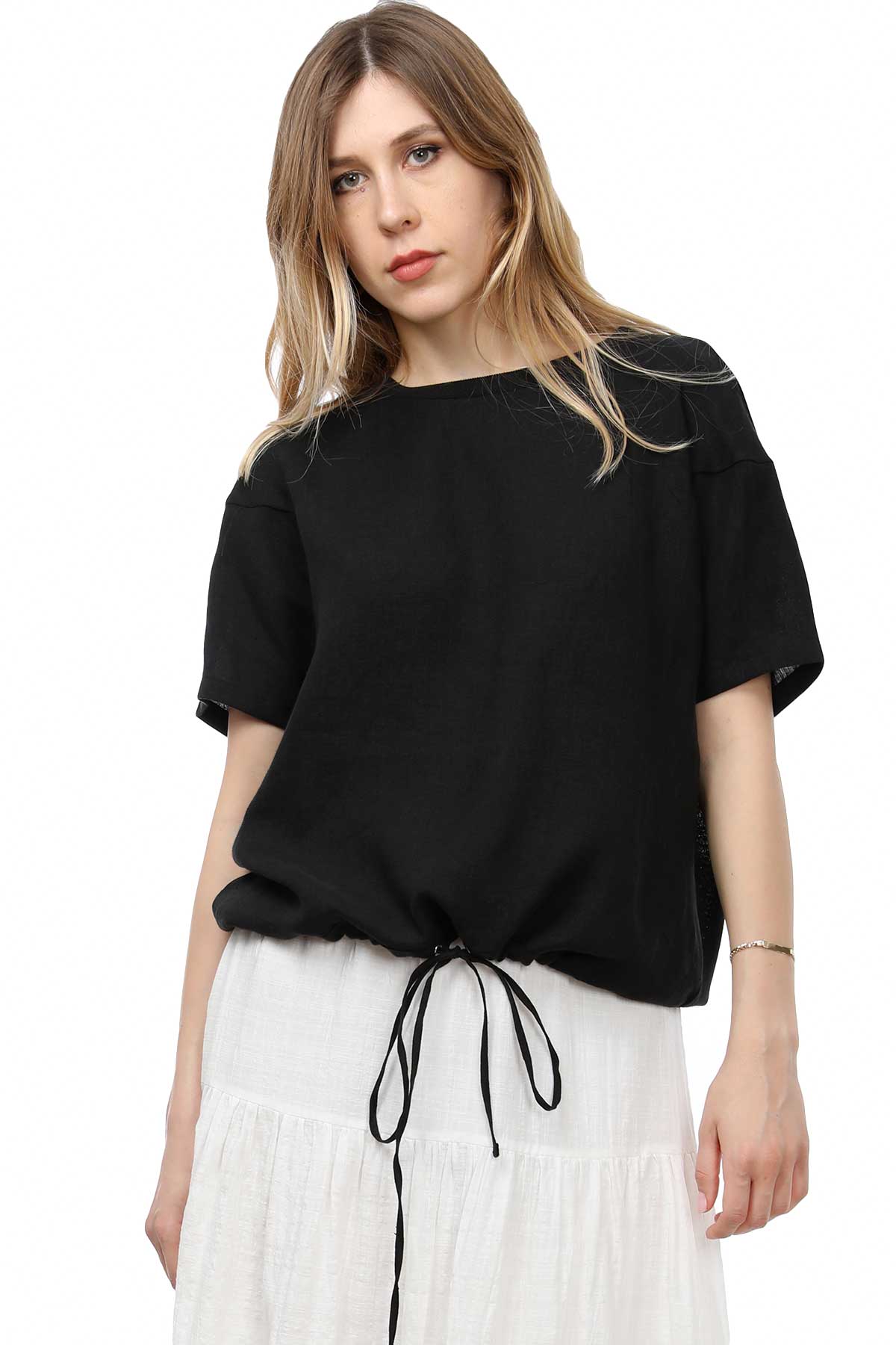 Alpha Studio Keten T-shirt-Libas Trendy Fashion Store