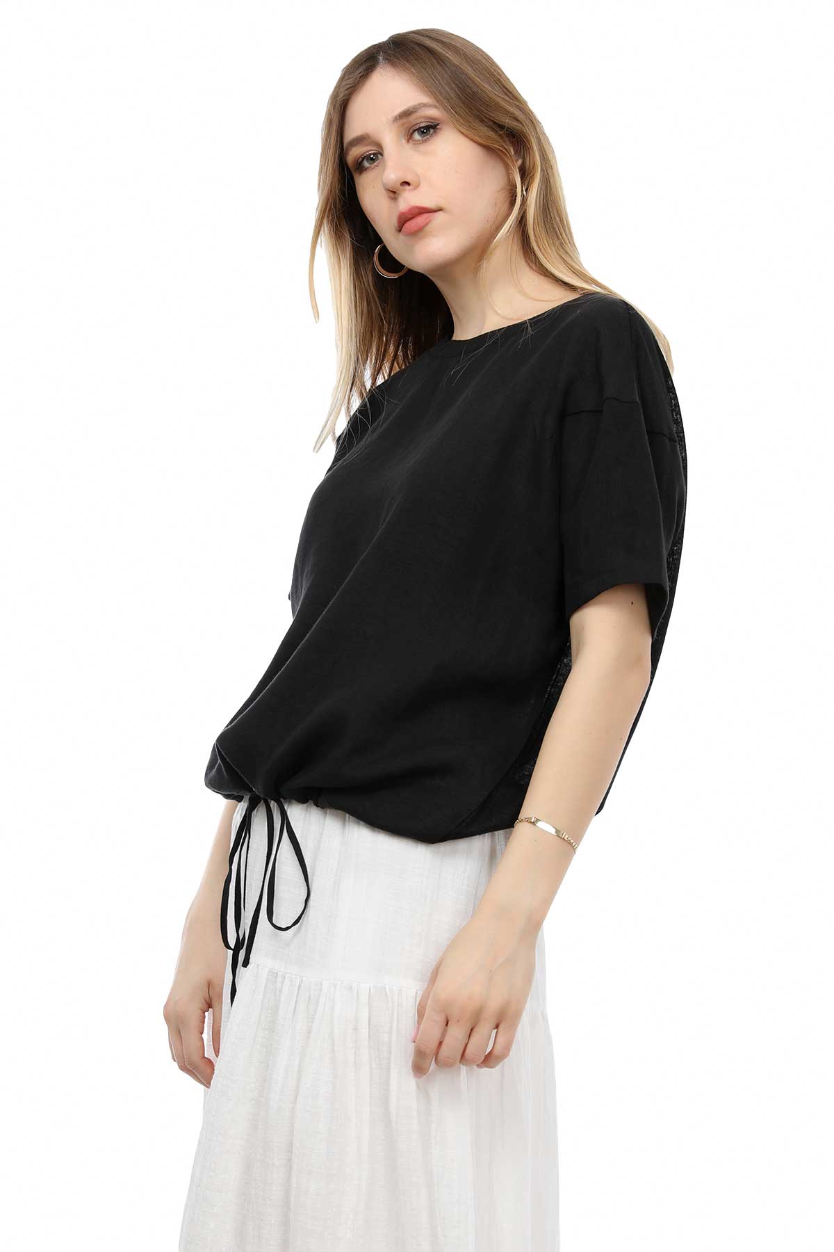 Alpha Studio Keten T-shirt-Libas Trendy Fashion Store