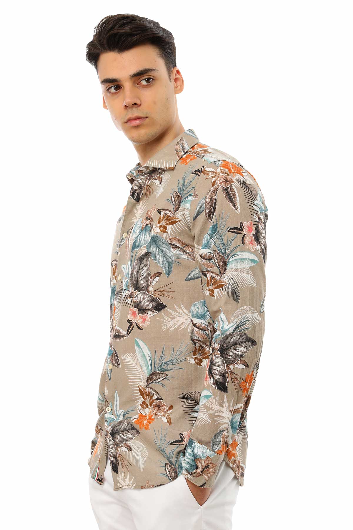 Tintoria Mattei Slim Fit Çiçek Desenli Gömlek-Libas Trendy Fashion Store