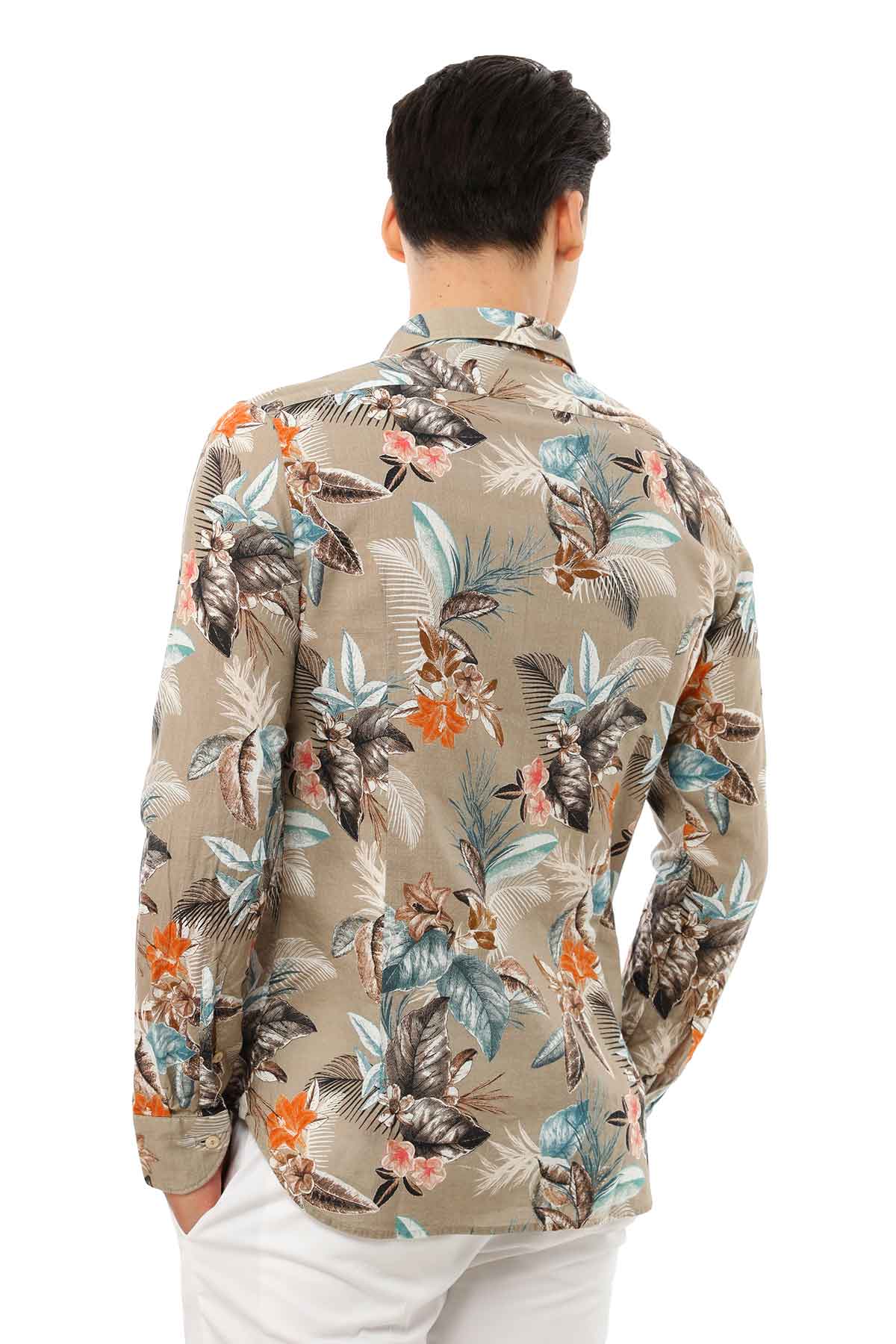 Tintoria Mattei Slim Fit Çiçek Desenli Gömlek-Libas Trendy Fashion Store