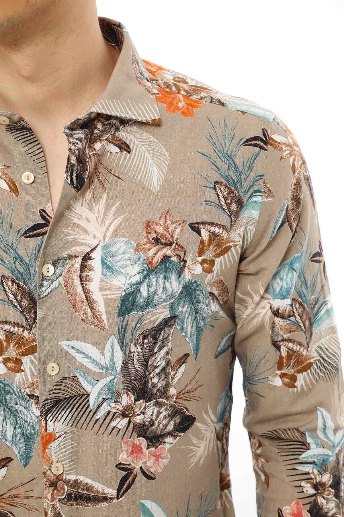 Tintoria Mattei Slim Fit Çiçek Desenli Gömlek-Libas Trendy Fashion Store