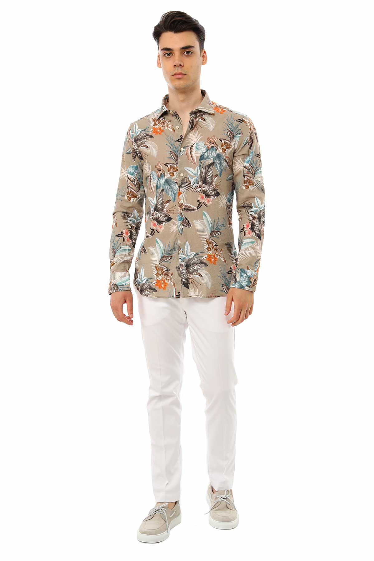 Tintoria Mattei Slim Fit Çiçek Desenli Gömlek-Libas Trendy Fashion Store