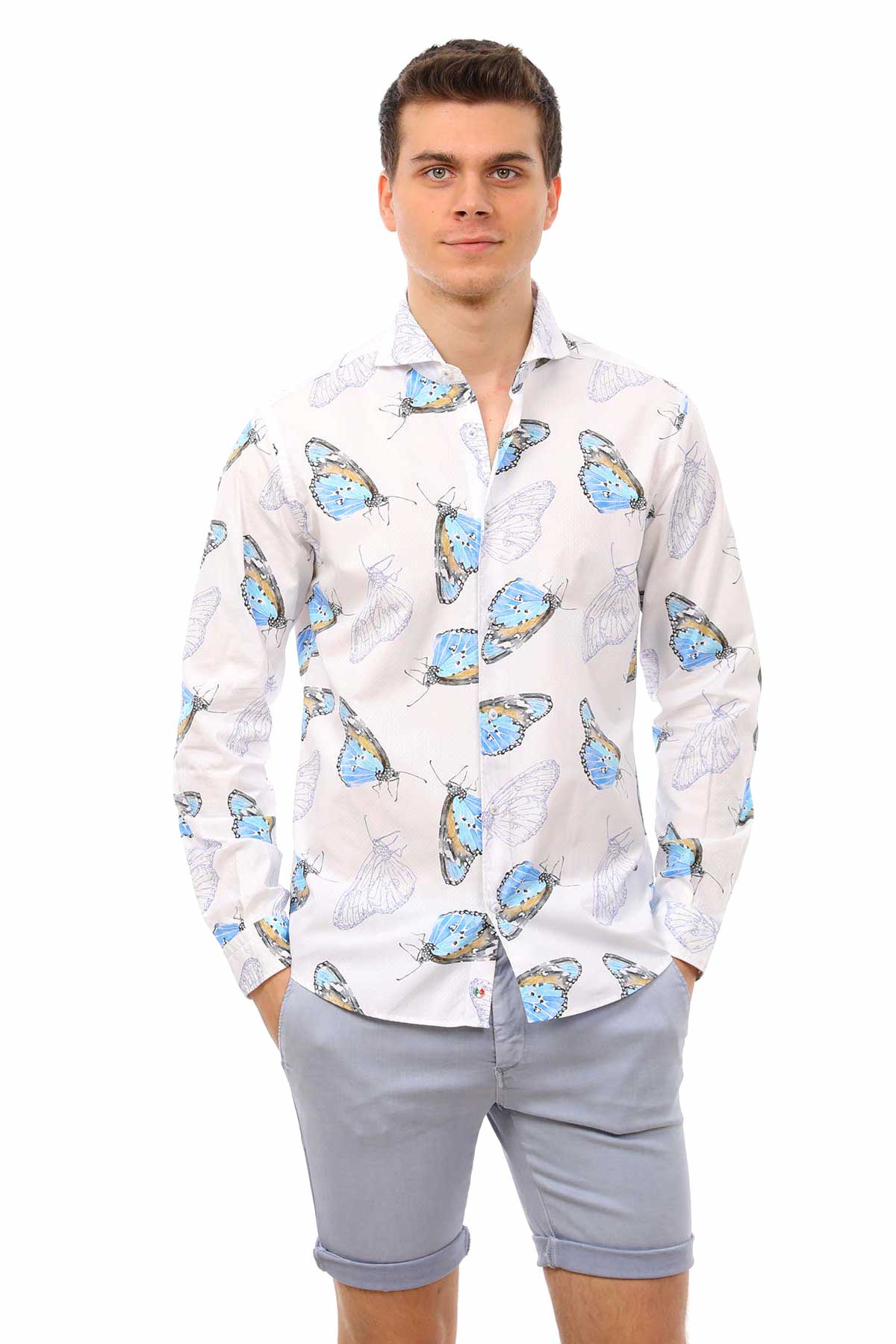 Poggianti Kelebek Desenli Gömlek-Libas Trendy Fashion Store