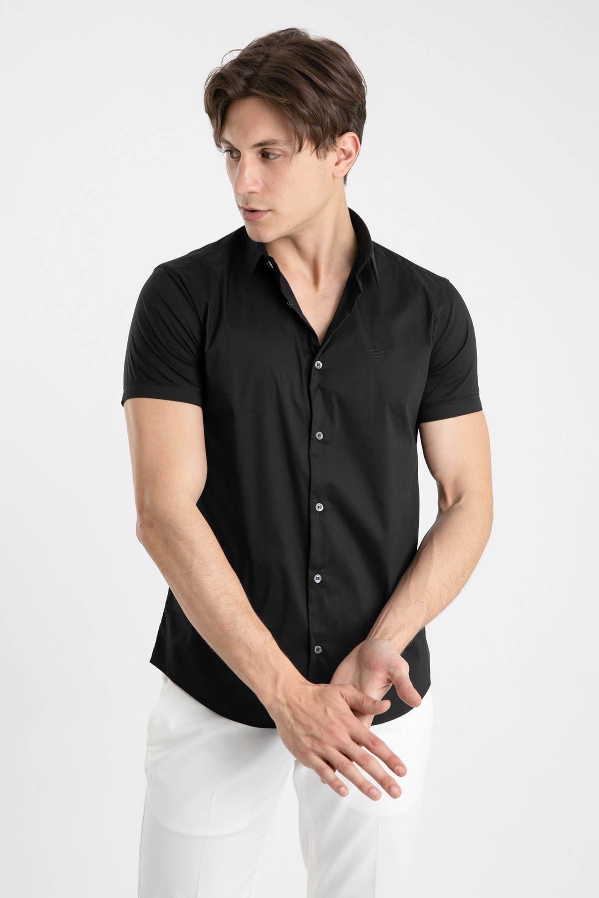 Emporio Armani Slim Fit Kısa Kollu Logolu Gömlek-Libas Trendy Fashion Store
