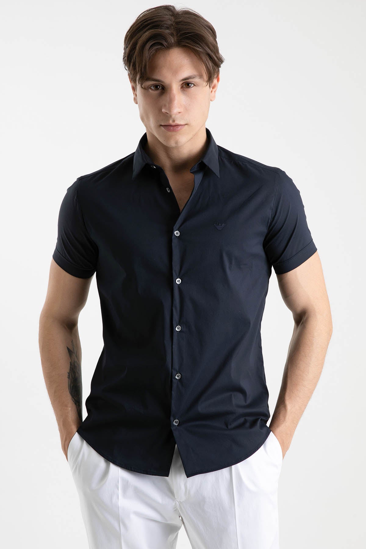 Emporio Armani Slim Fit Kısa Kollu Logolu Gömlek-Libas Trendy Fashion Store