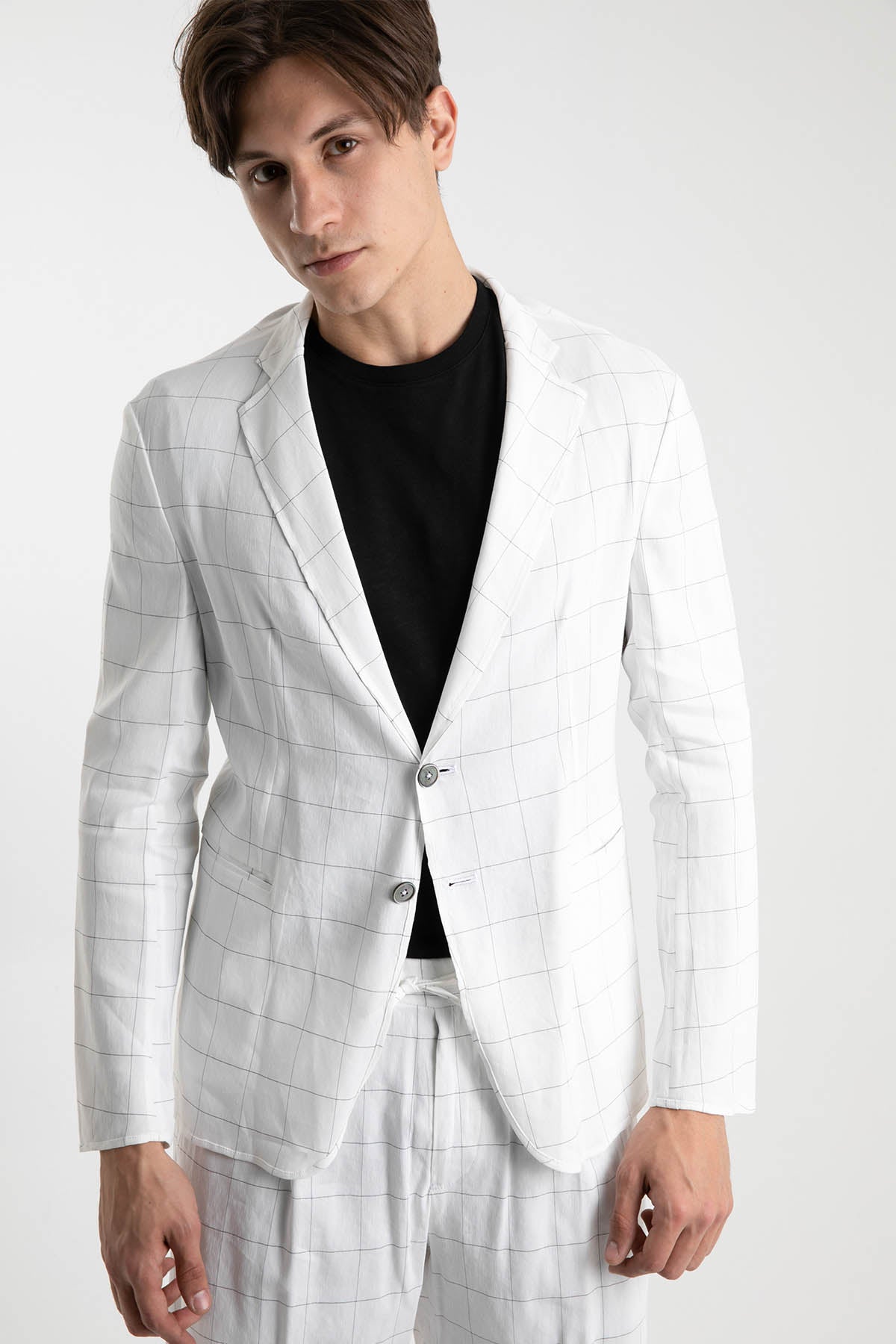 Emporio Armani Slim Fit Astarsız Kareli Ceket-Libas Trendy Fashion Store