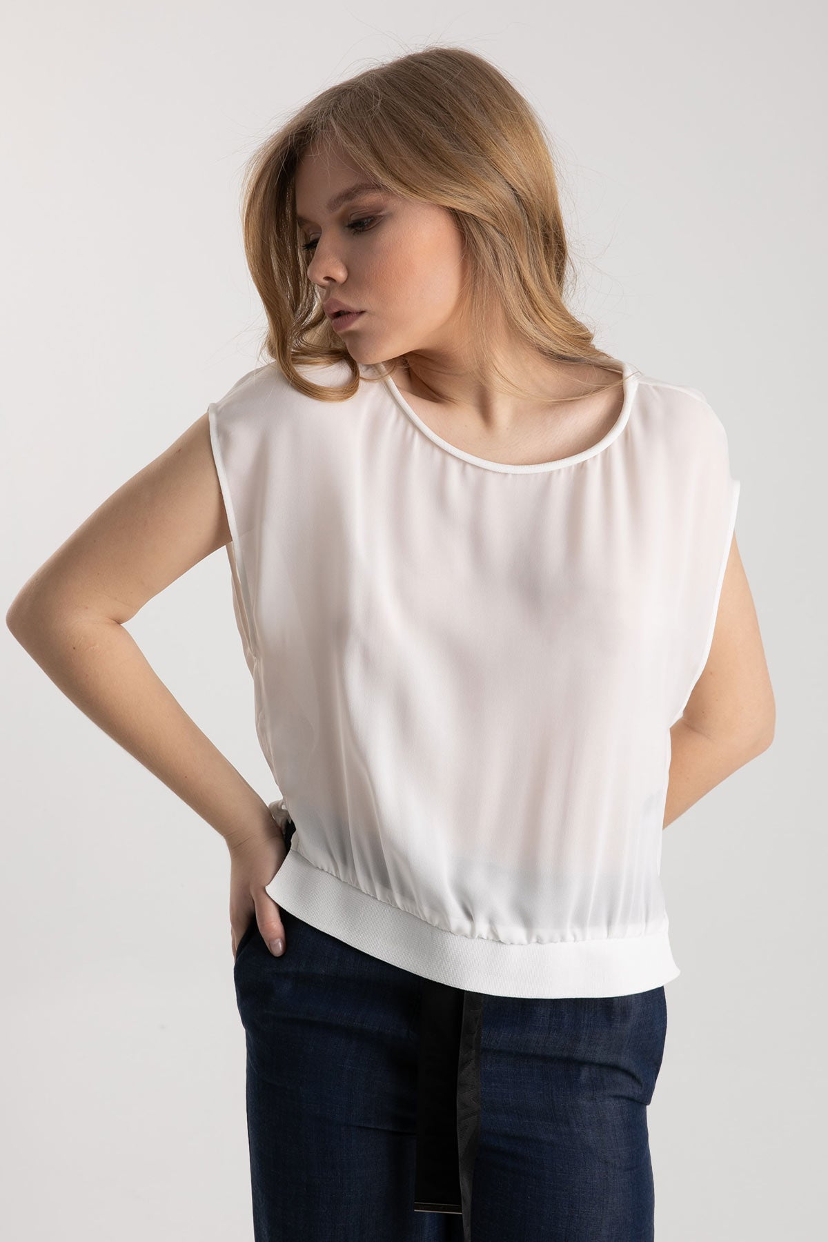 Emporio Armani Yuvarlak Yaka İpek Bluz-Libas Trendy Fashion Store