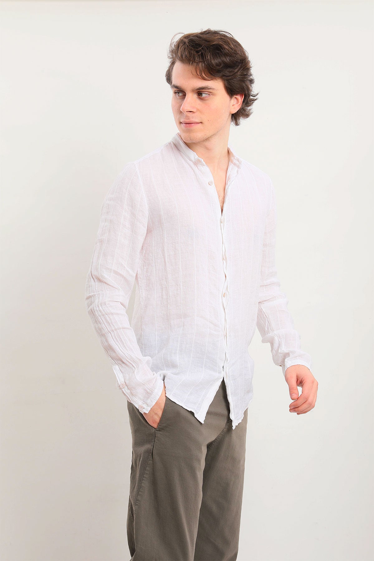 Transit Hakim Yaka Keten Gömlek-Libas Trendy Fashion Store