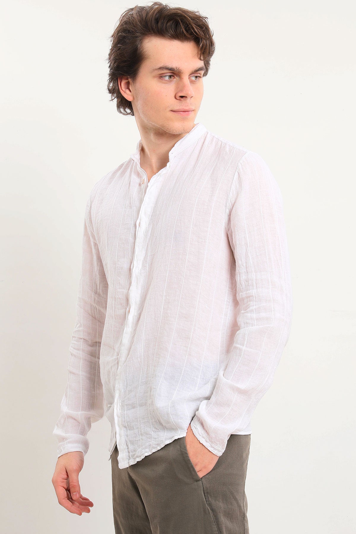 Transit Hakim Yaka Keten Gömlek-Libas Trendy Fashion Store