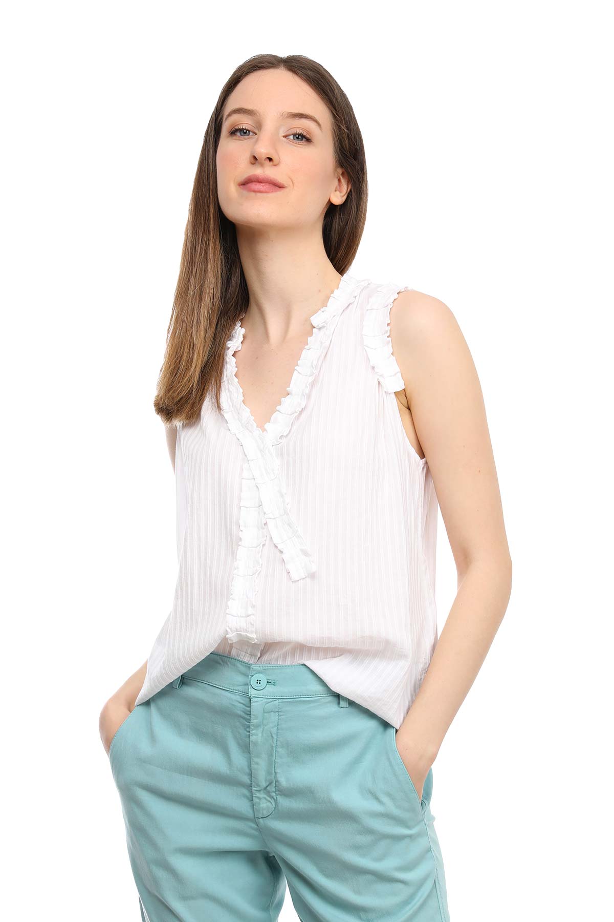 Dondup V Yakalı Bluz-Libas Trendy Fashion Store