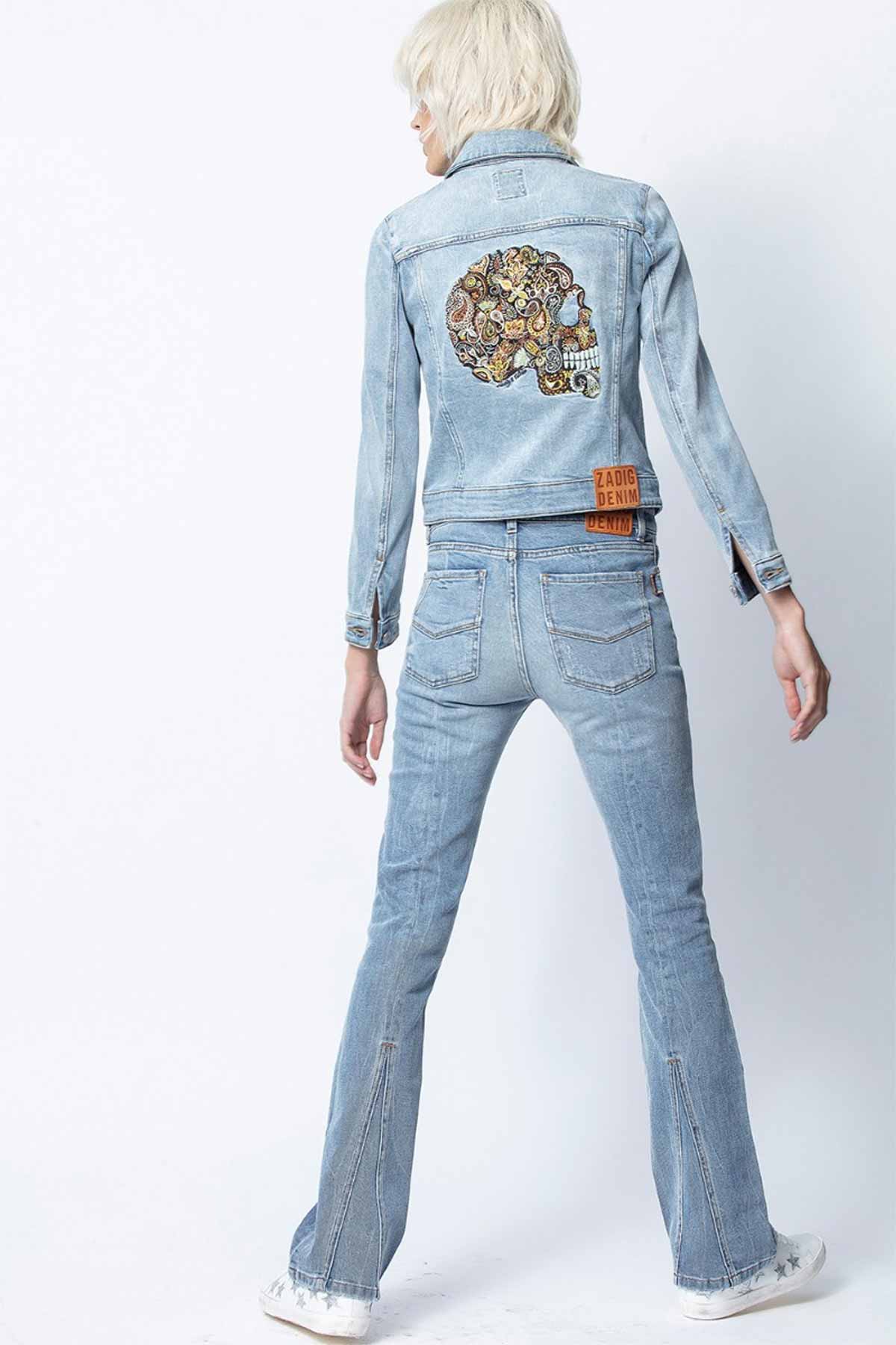 Zadig & Voltaire Slim Fit Skull Denim Ceket-Libas Trendy Fashion Store